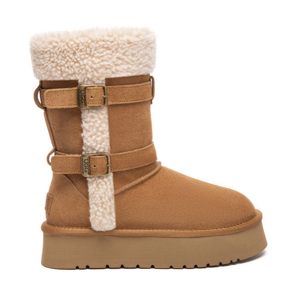 Nordic Buckle Strap Short Platform UGG Boots