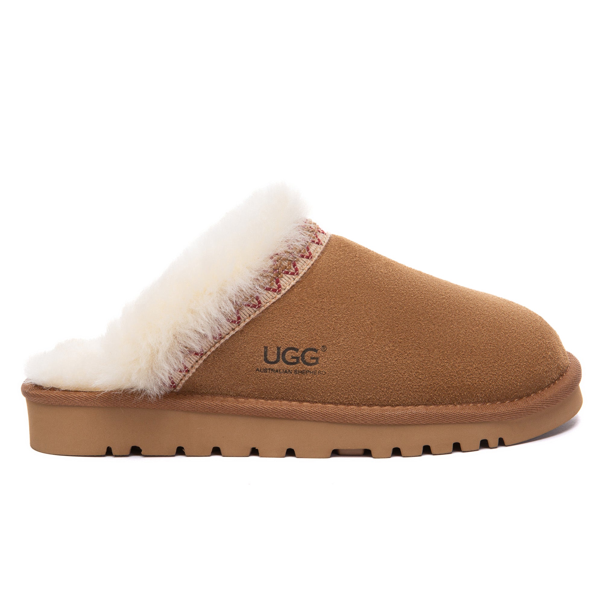 EverUgg Bohemian UGG slippers scuff with soft, cozy fabric and casual design, perfect for comfortable indoor wear.