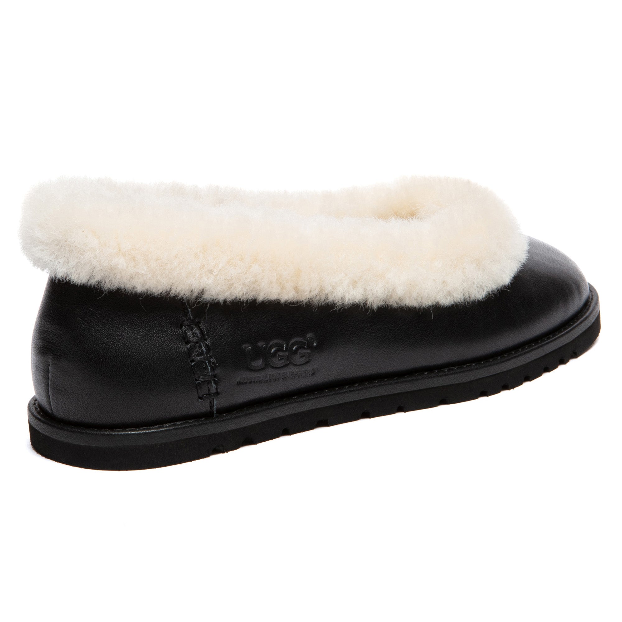EverUgg Millie open trim Nappa leather slippers with soft lining and slip-on design, featuring stylish trim details.