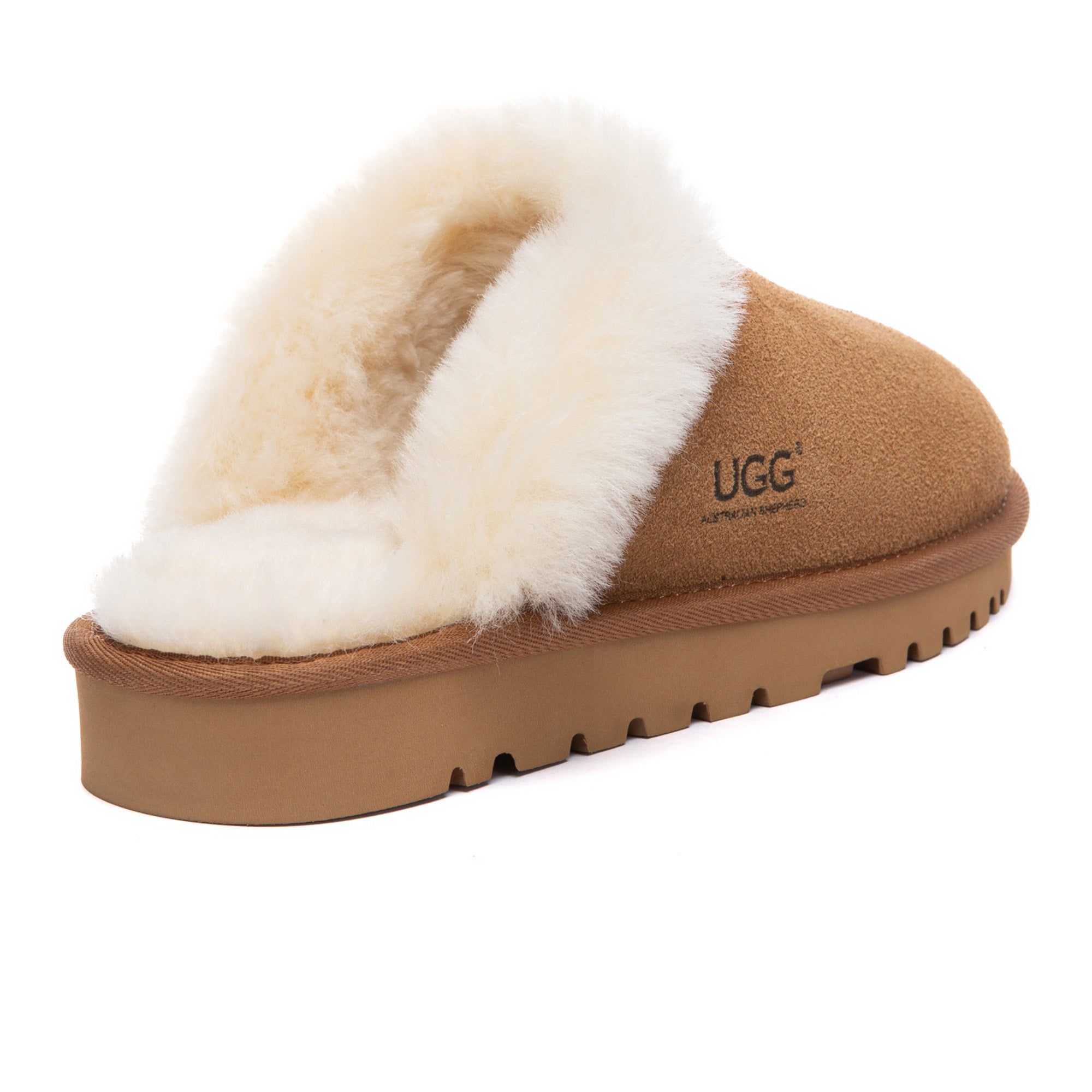 EverUgg Bohemian UGG slippers scuff featuring soft plush material and casual slip-on design for cozy indoor wear