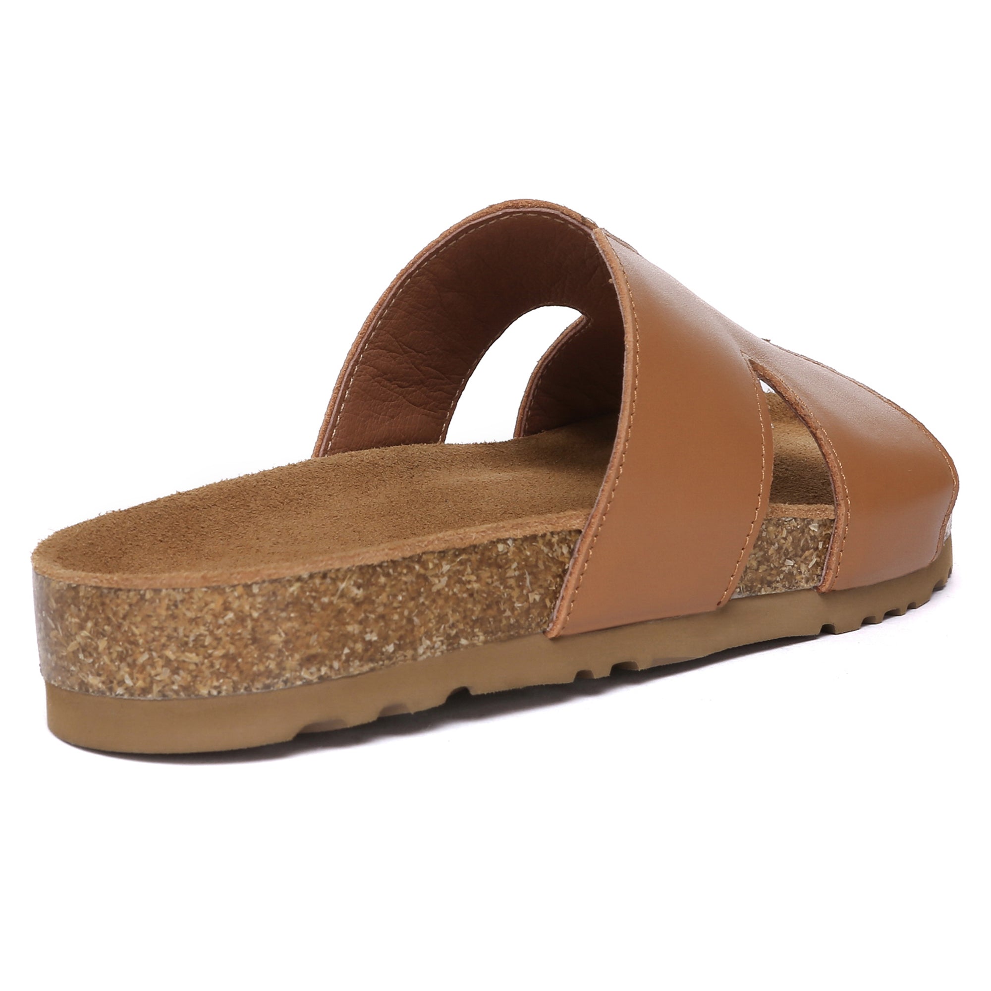 Women cork style leather slides by EverUgg, featuring comfortable slip-on design with cork accents and stylish leather straps.