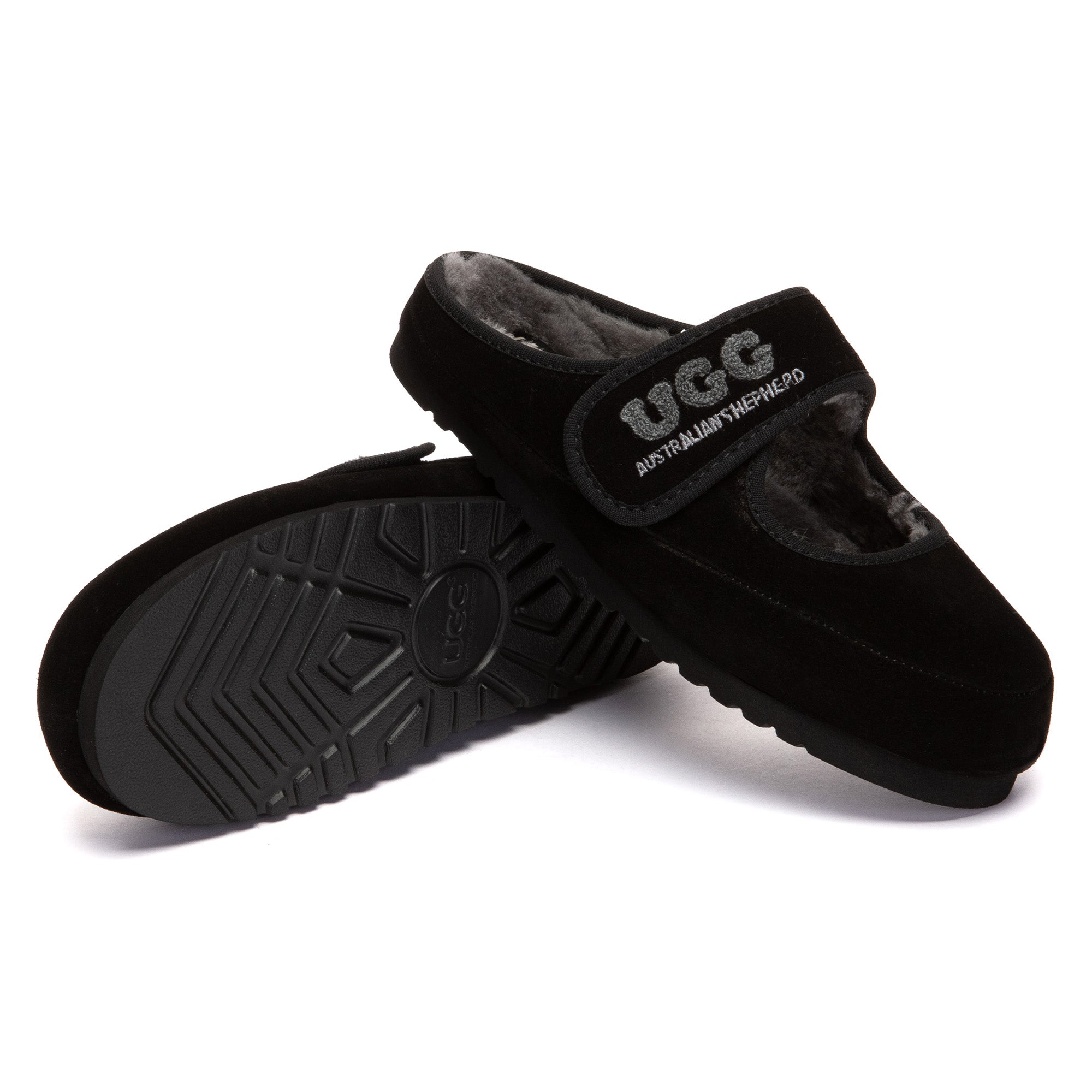 EverUgg adjustable strap Mary Jane slippers with cushioned soles and soft materials, showcased on a neutral background.