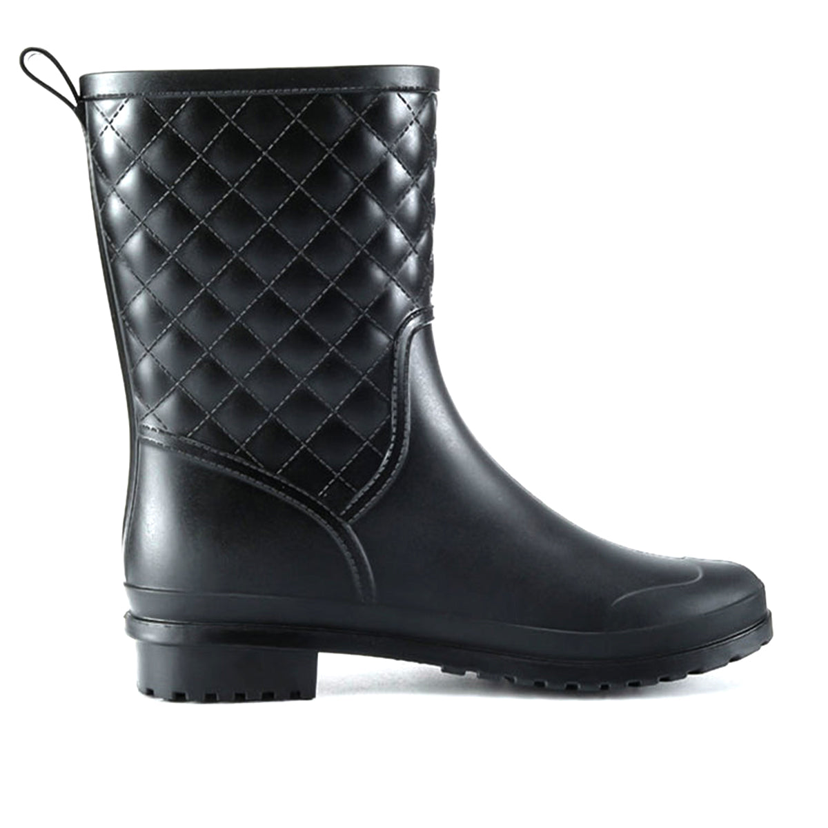 AllSlides Alpha Short Waterproof Gumboots in black, showing the sturdy rubber design suitable for rainy weather.
