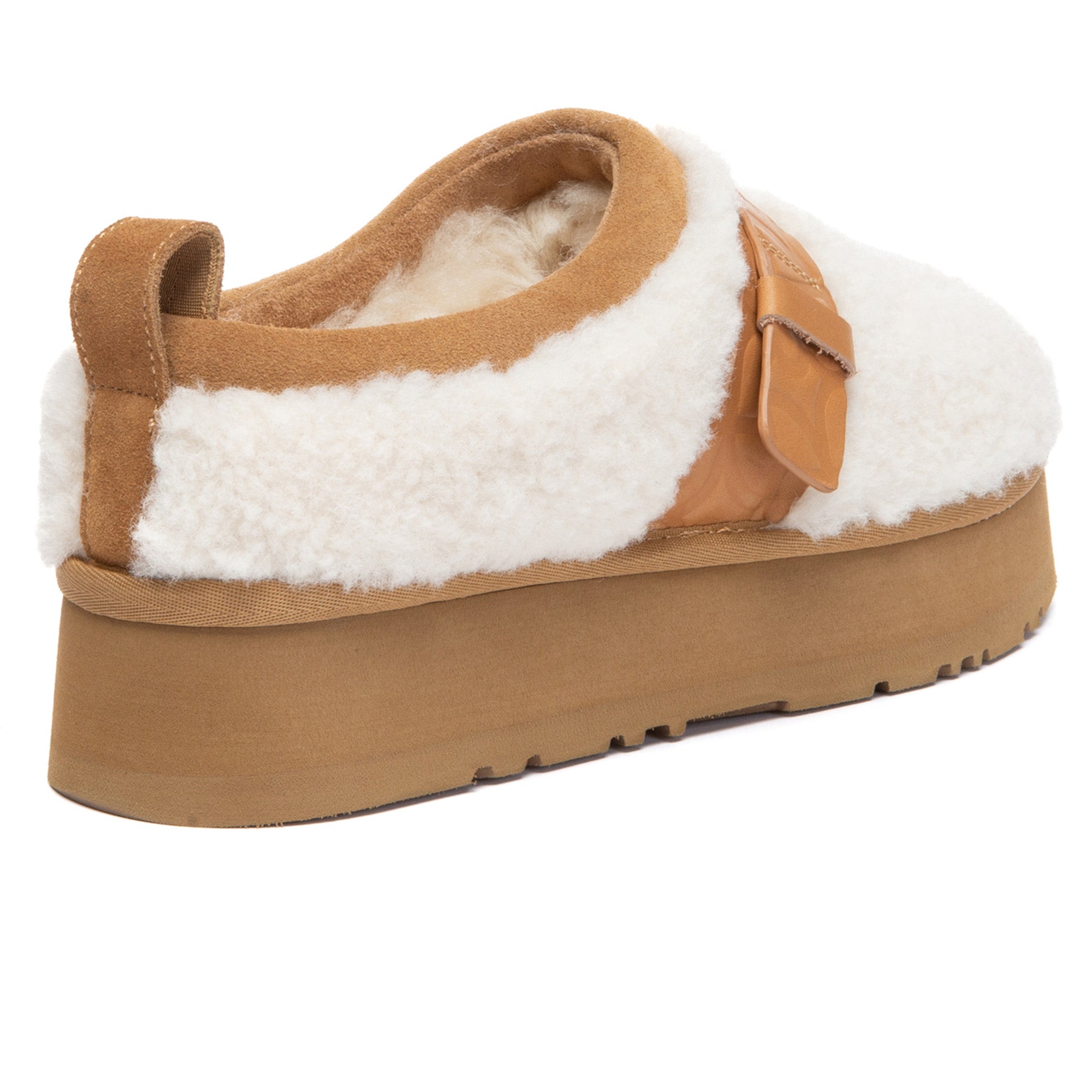 EverUgg ankle shearling platform UGG slippers with cozy shearling lining and thick platform sole, perfect for indoor comfort.
