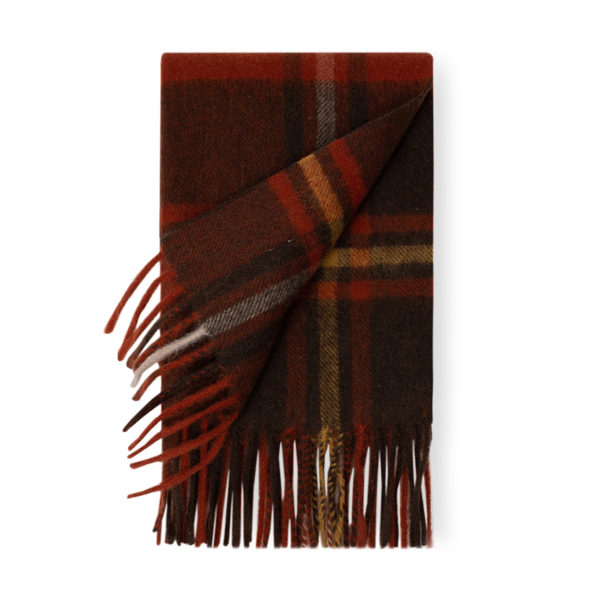 Australian Merino Wool check scarf in vibrant orange-red, woven with a classic pattern, by EverUgg.