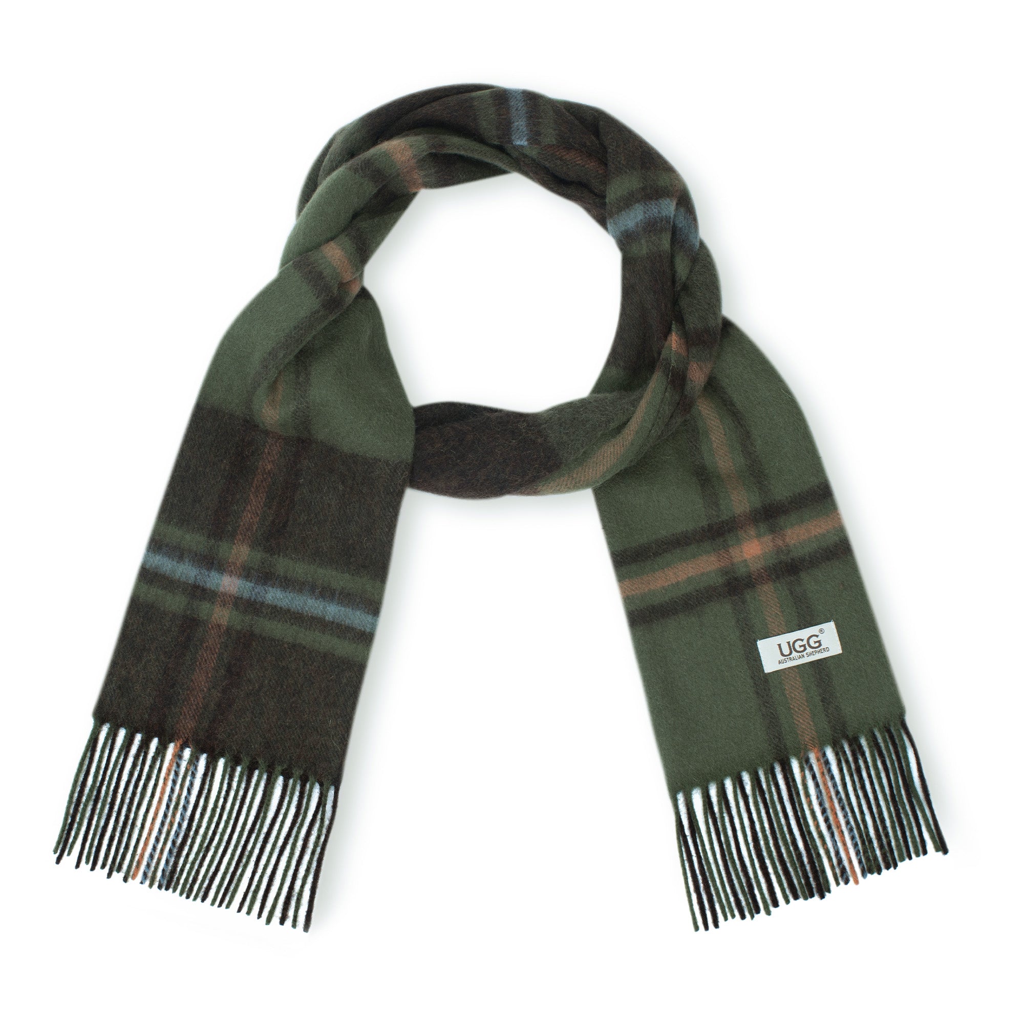 Australian Merino Wool Check Scarf by EverUgg, showcasing a soft, plaid design in natural colors perfect for cozy winter wear.