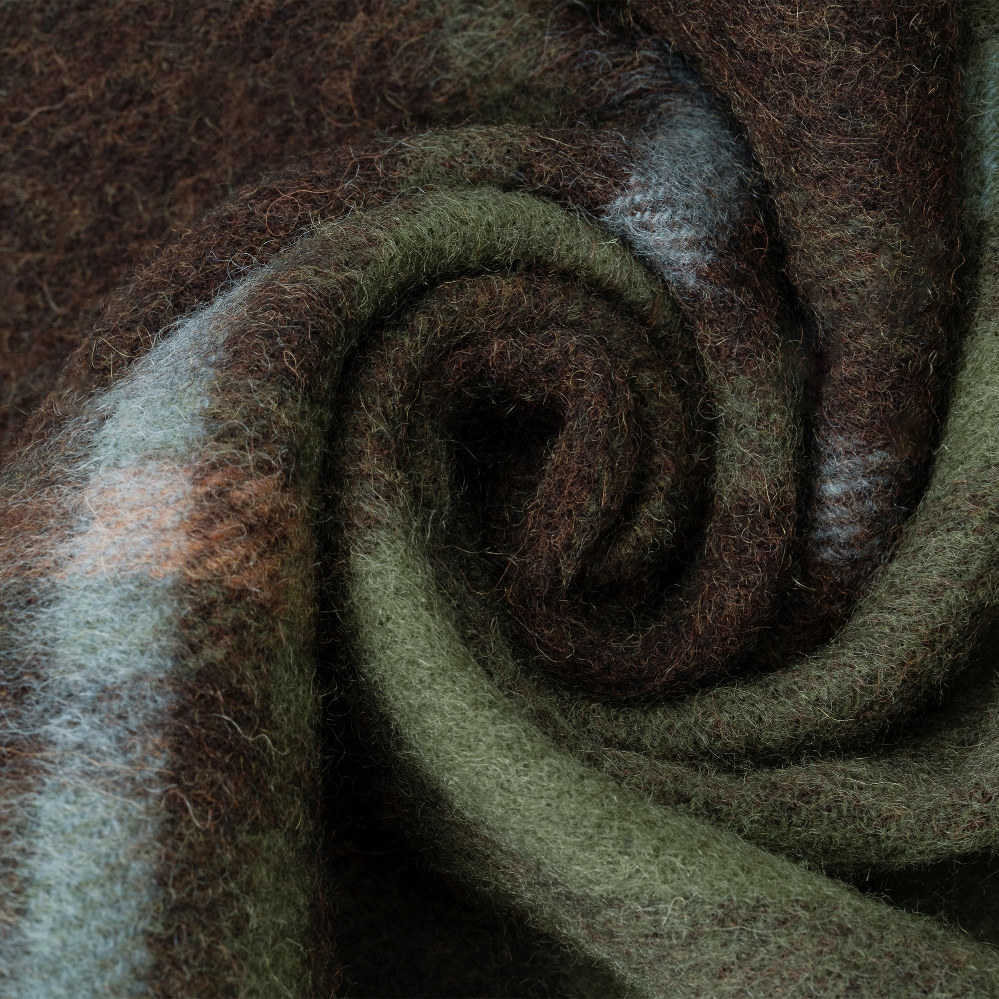 Australian Merino Wool check scarf by EverUgg featuring a soft, warm plaid pattern in green and beige tones.