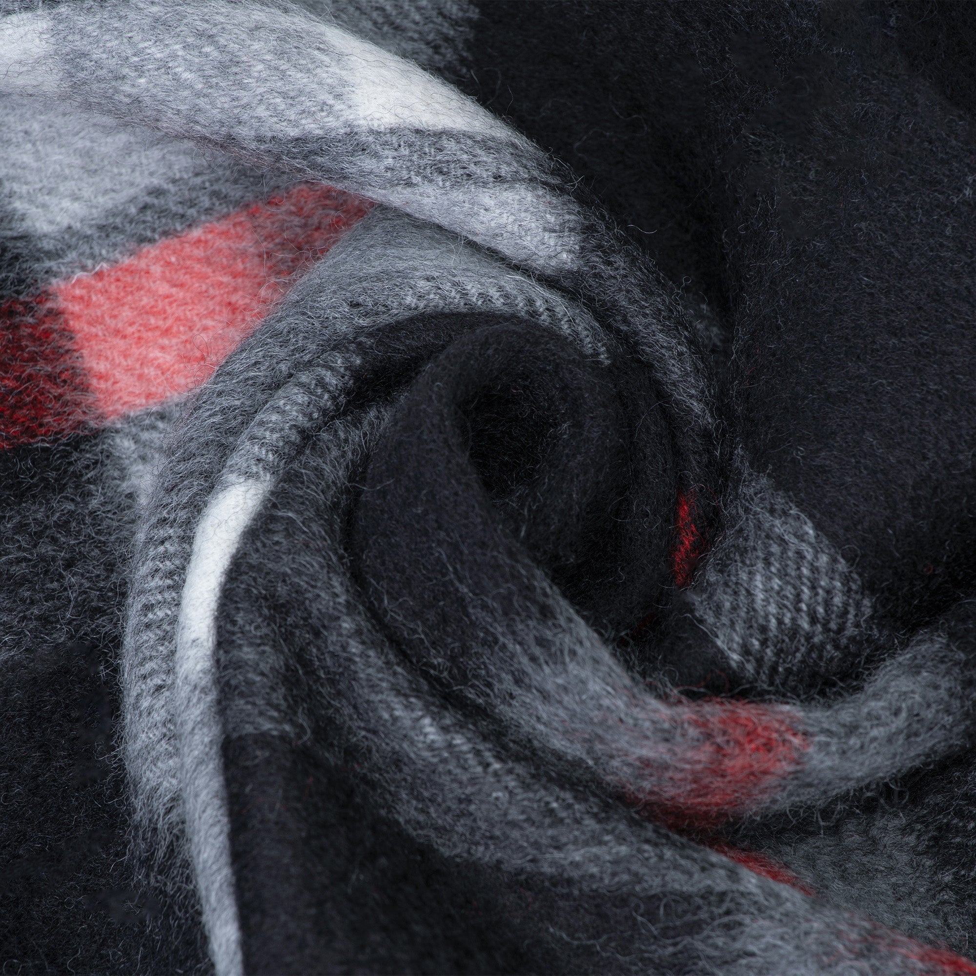 Black Australian Merino Wool Check Scarf by EverUgg, showcasing a stylish pattern and soft, warm fabric.