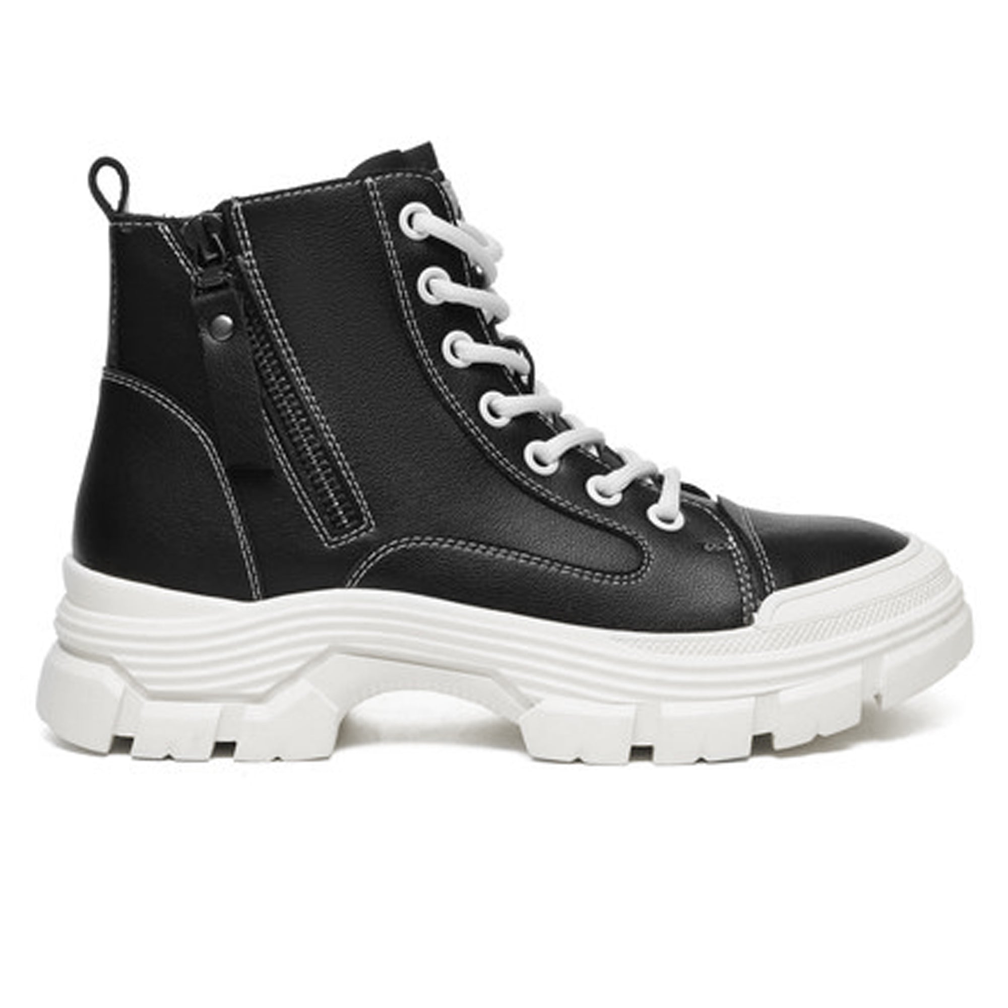 Leather Chunky Ankle Boots