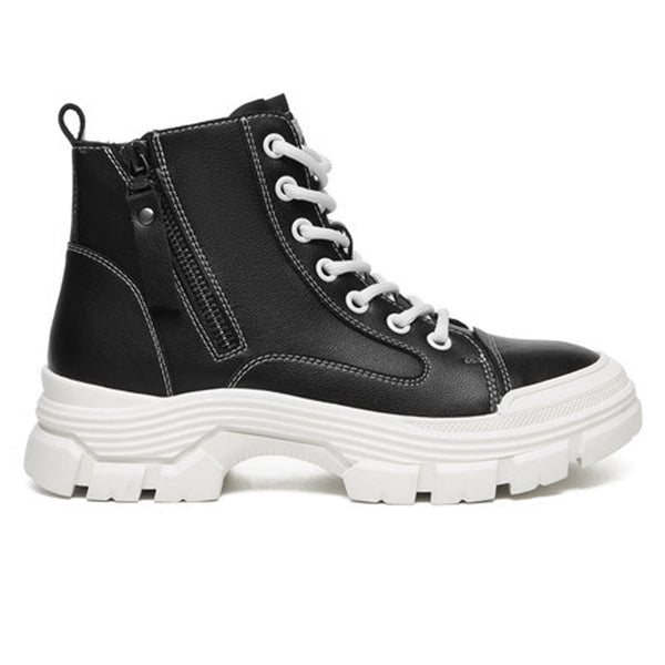 Leather Chunky Ankle Boots