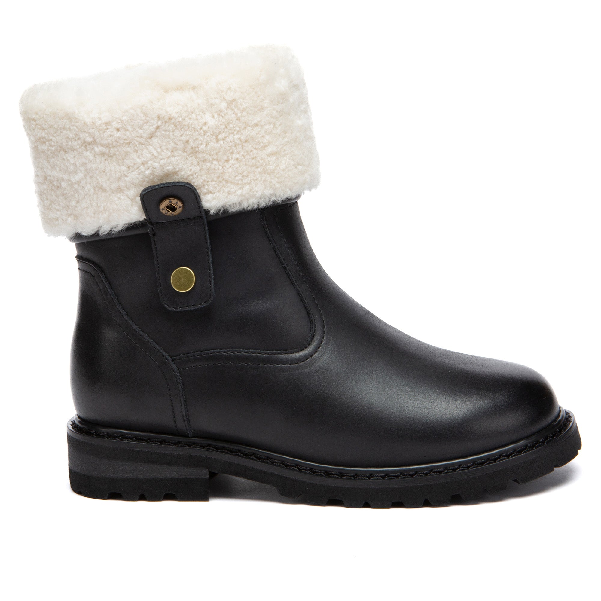 Fluffy Collar Leather Boots
