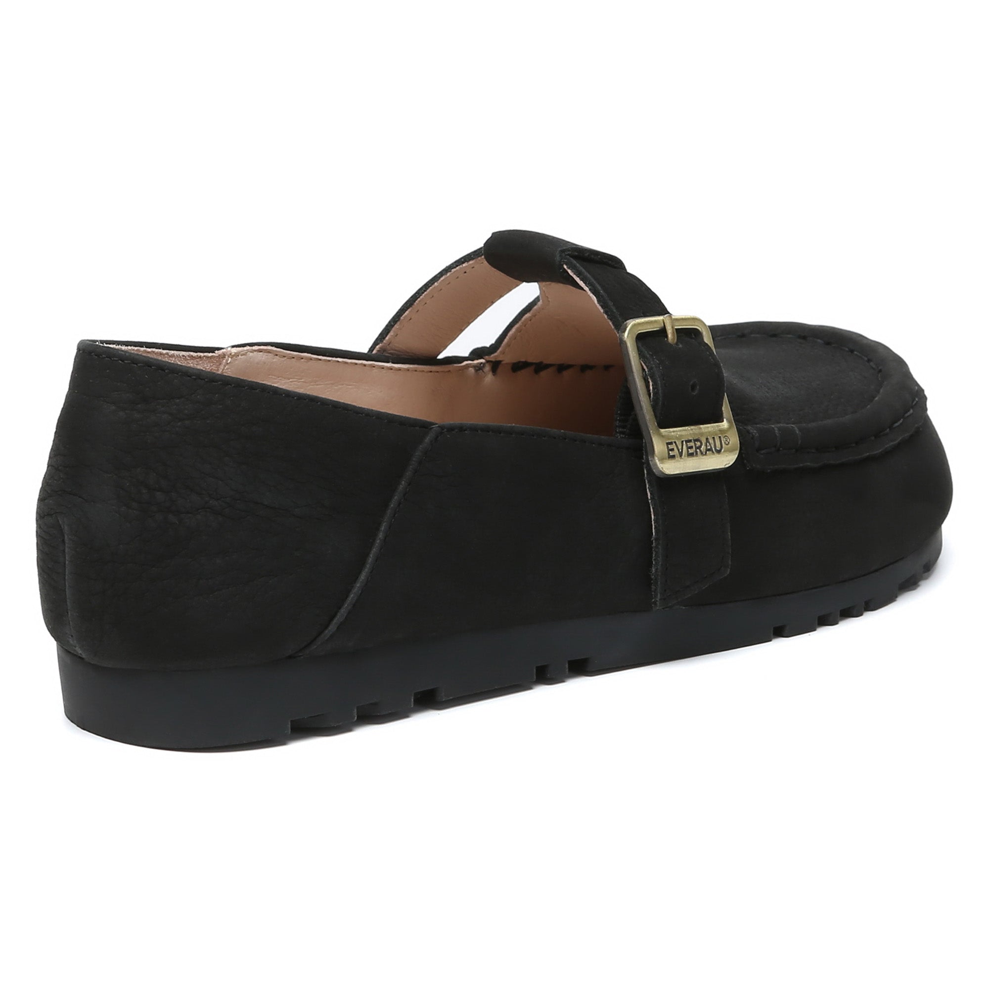 EverUgg Buckle Leather Mary Jane flats, stylish slippers with a buckle detail, perfect for casual and comfortable wear.