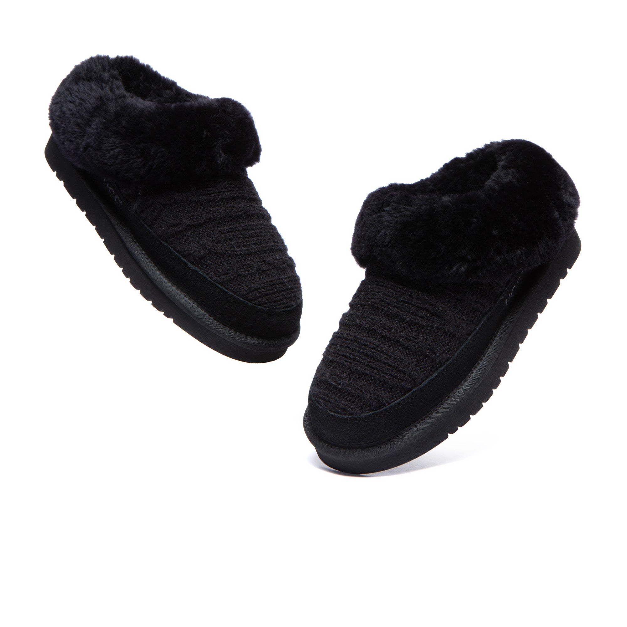 EverUgg knitted suede ankle UGG slippers with cozy design, soft lining, and slip-on style for comfortable indoor wear.