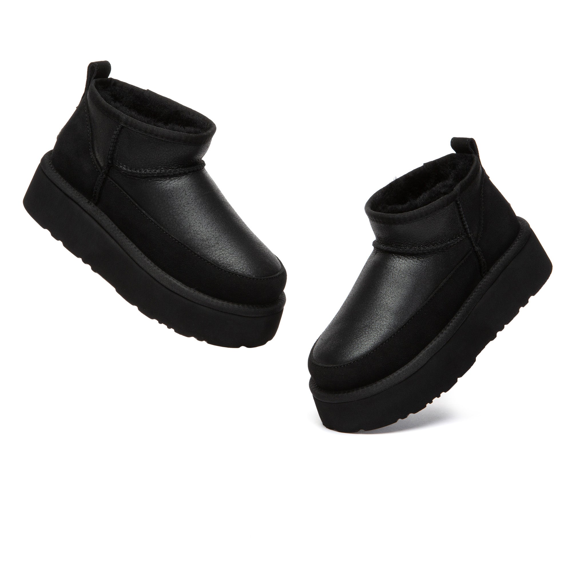 EverUgg Earlova UGG boots in classic shearling style, showing beige suede exterior and cozy interior lining.