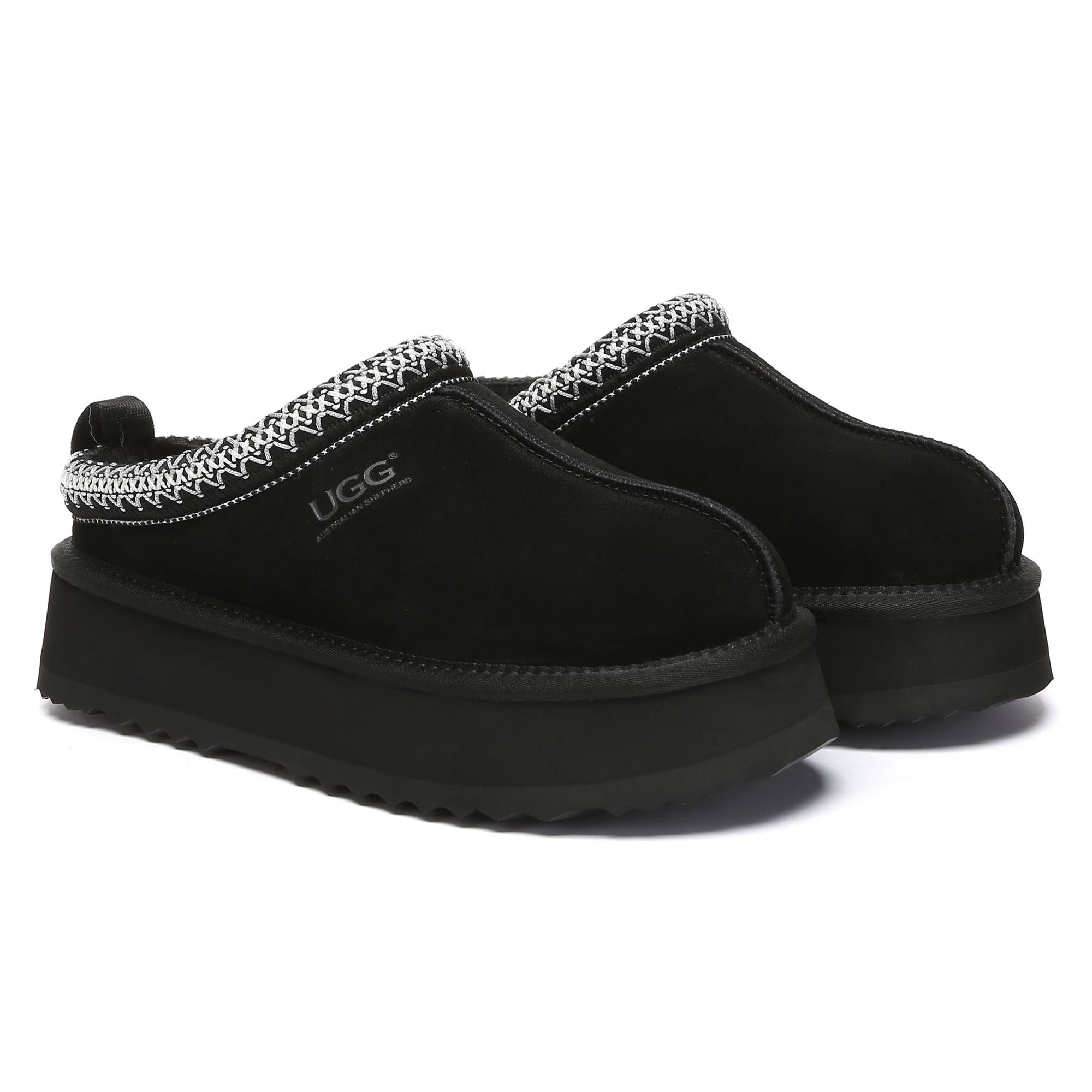 EverUgg Tazman multicolor UGG platform slippers for women, showcasing vibrant, cozy slip-on shoes with a thick sole.