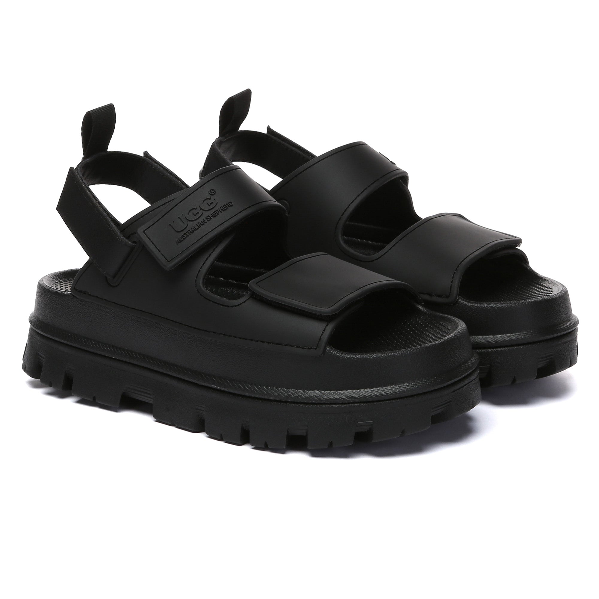 Bea Chunky UGG platform sandals for women, EverUgg slip-on slippers with thick soles and beige straps, casual summer footwear