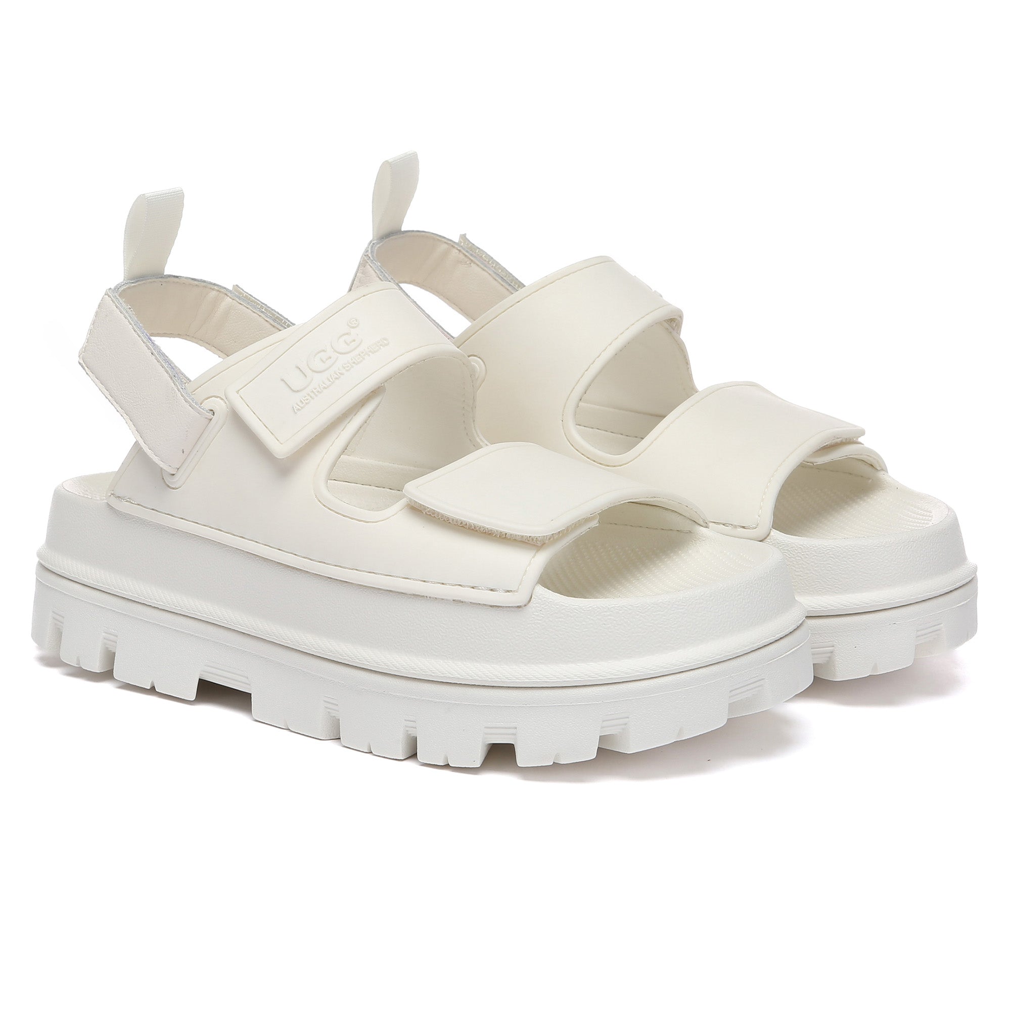 EverUgg Bea Chunky UGG platform sandals for women, featuring thick soles and slip-on design with neutral tones.