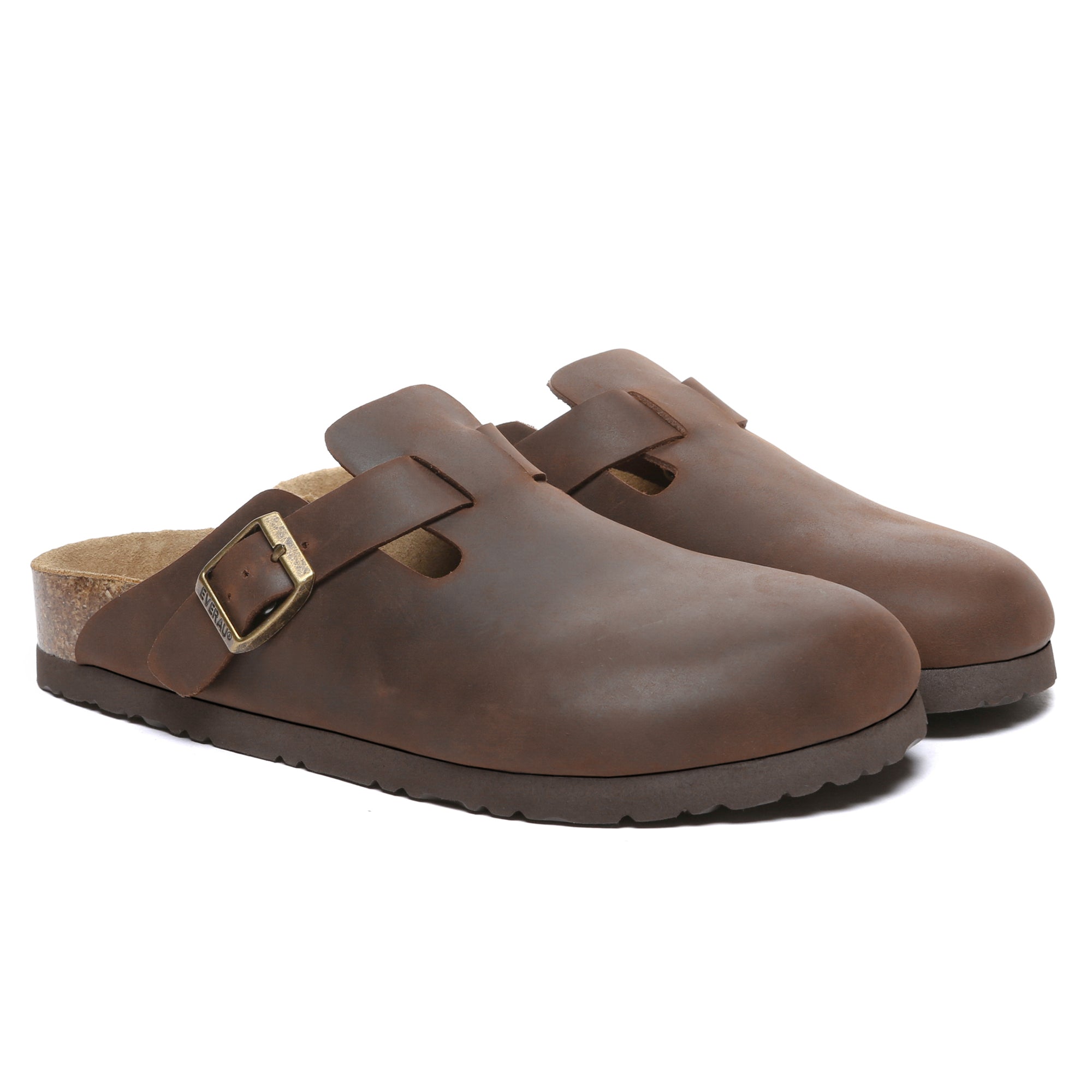 EverUgg Birkie women’s leather slippers showing soft leather upper and cozy interior, ideal for comfortable home wear.