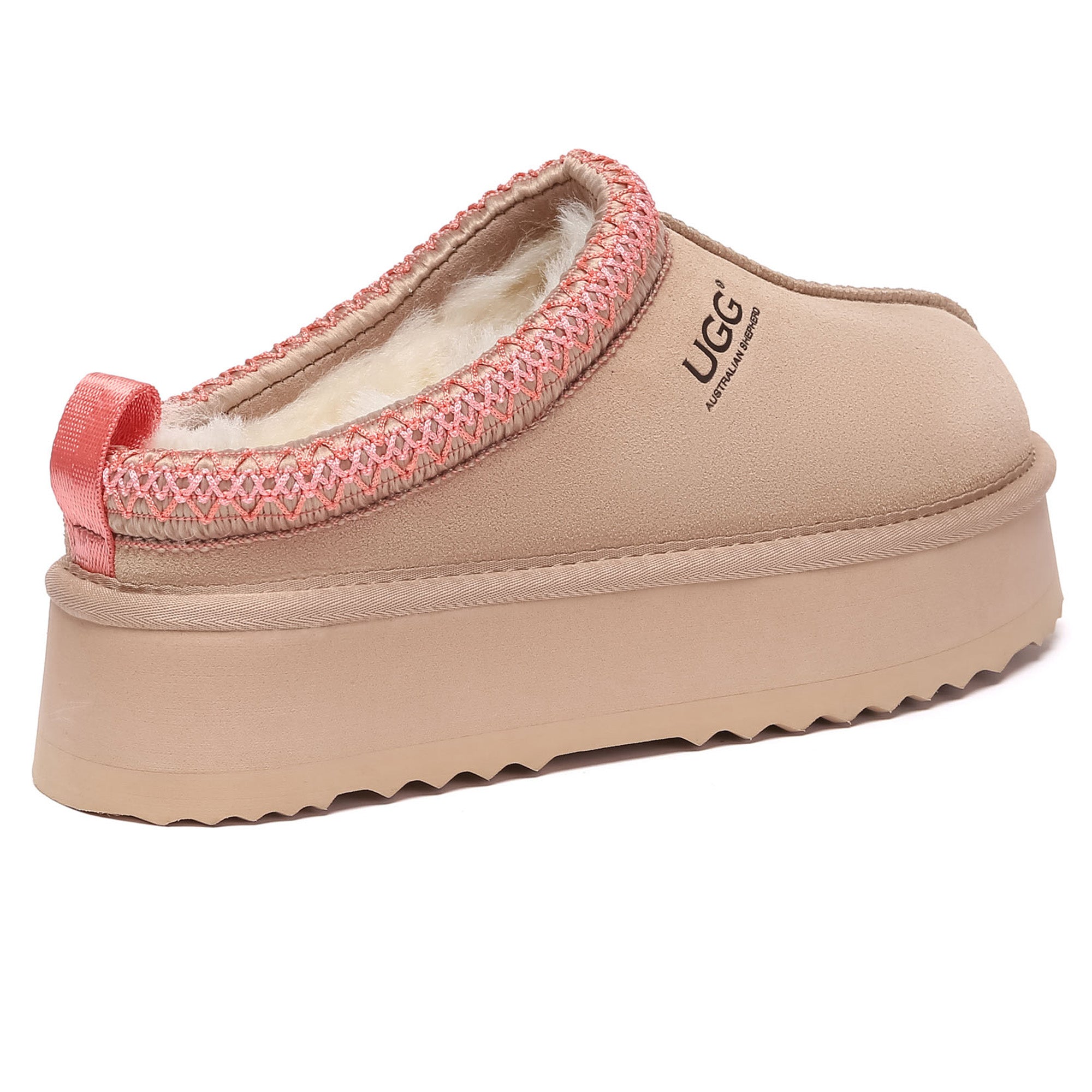 Multicolor Tazman UGG platform slippers for women by EverUgg, featuring a cozy slip-on design with colorful patterns.
