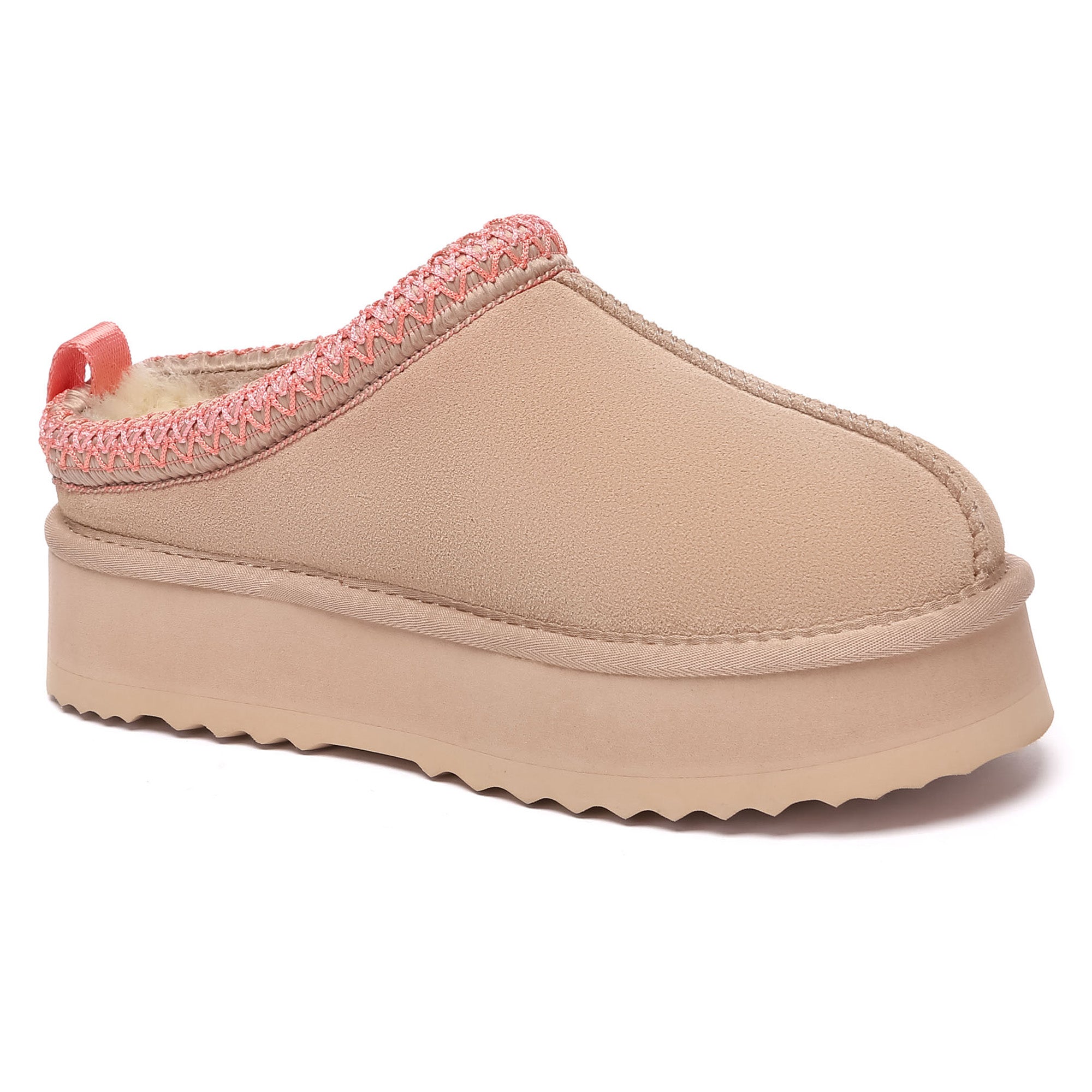 Multicolor Tazman UGG platform slippers for women by EverUgg, featuring a cushioned sole and cozy design in vibrant hues.