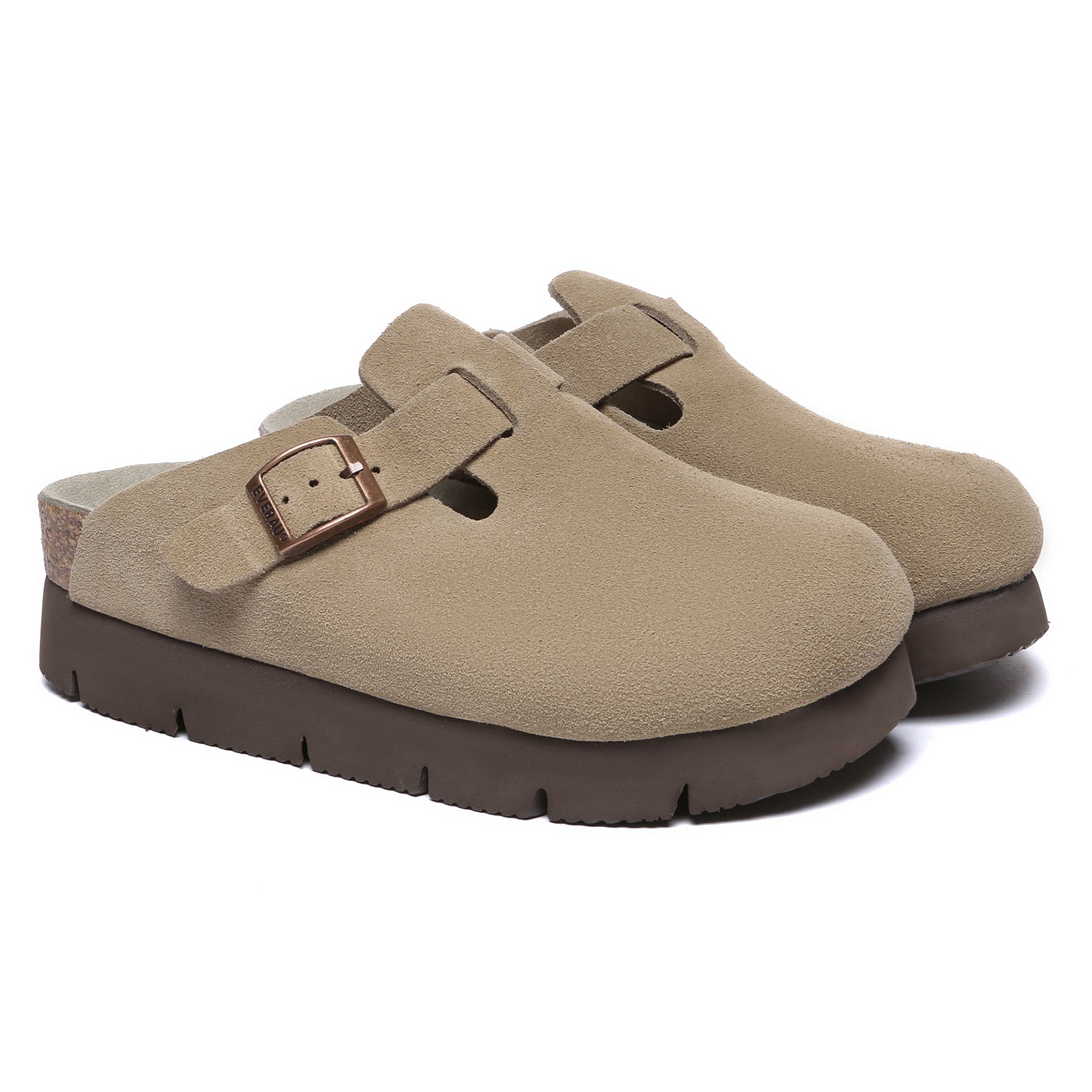 EverUgg Brooklyn Birkie platform slides for women, featuring tan straps and a chunky sole, perfect for summer wear.