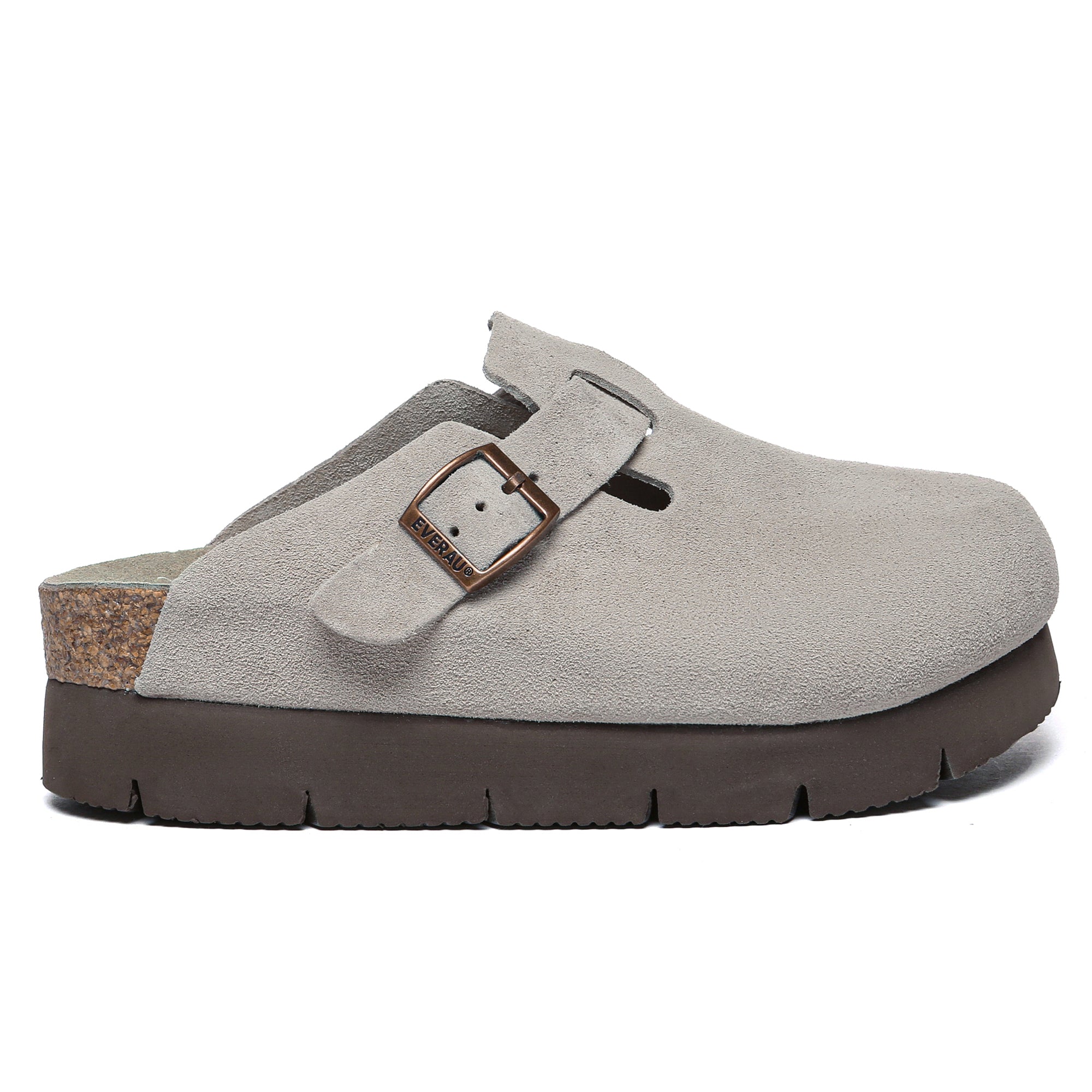 EverUgg Brooklyn Birkie Platform Slides for women, showcasing tan leather straps and chunky platform sole.
