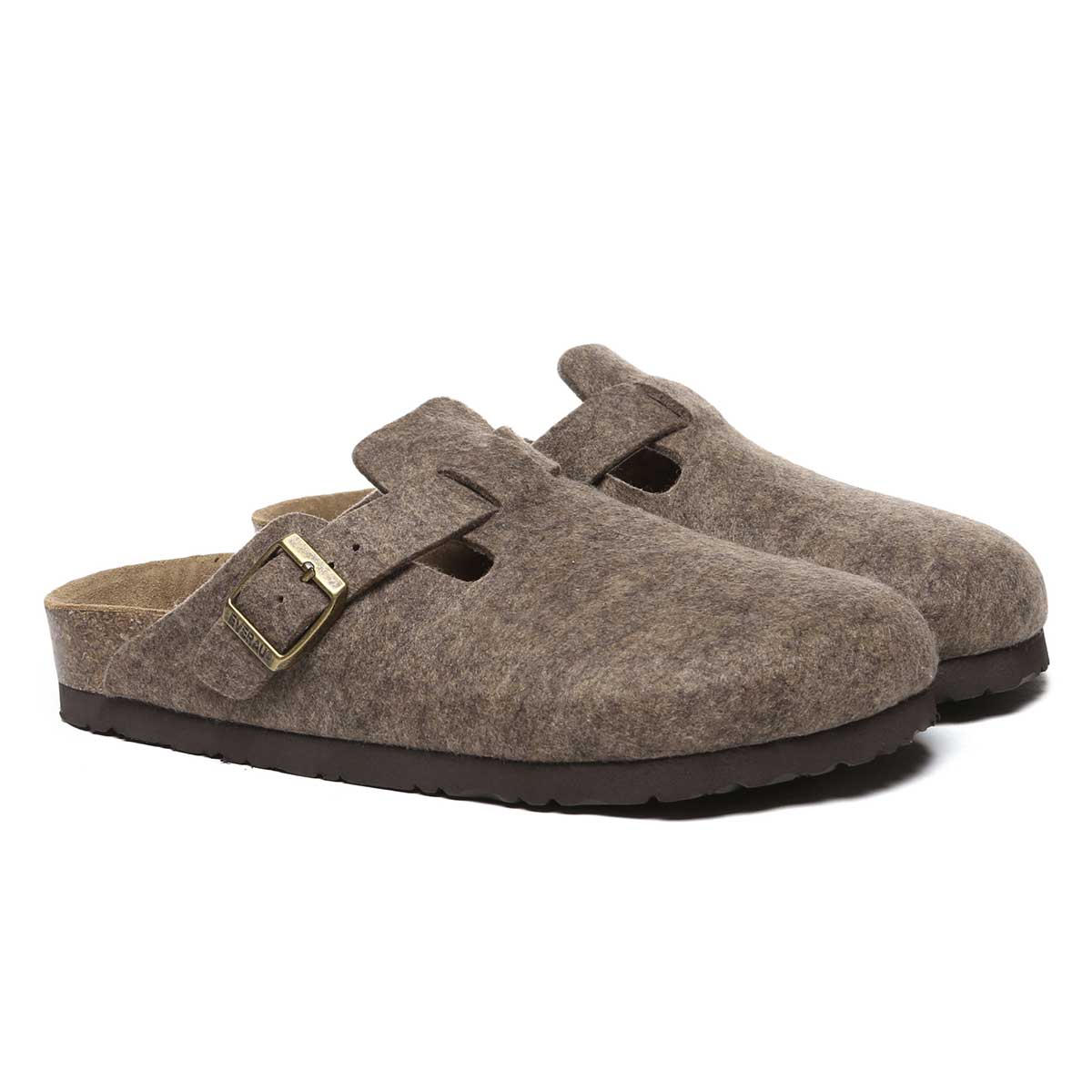 EverUgg Brynna Birkie Buckled Straps slipper with cozy coffee-colored fabric and stylish buckle details for women.
