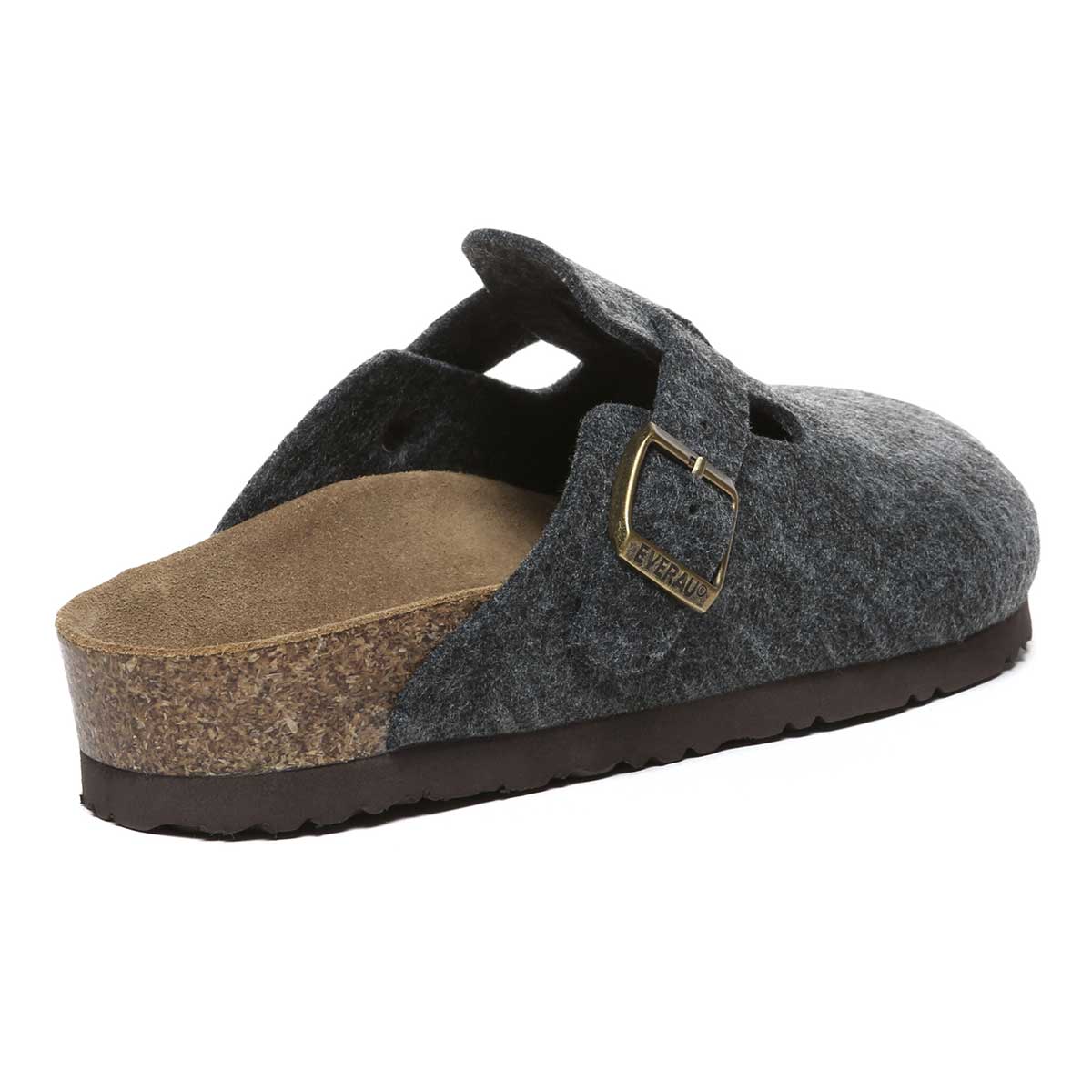 Black Brynna Birkie Buckled Stripper slippers for women by EverUgg, featuring buckled straps and a cozy slip-on design.