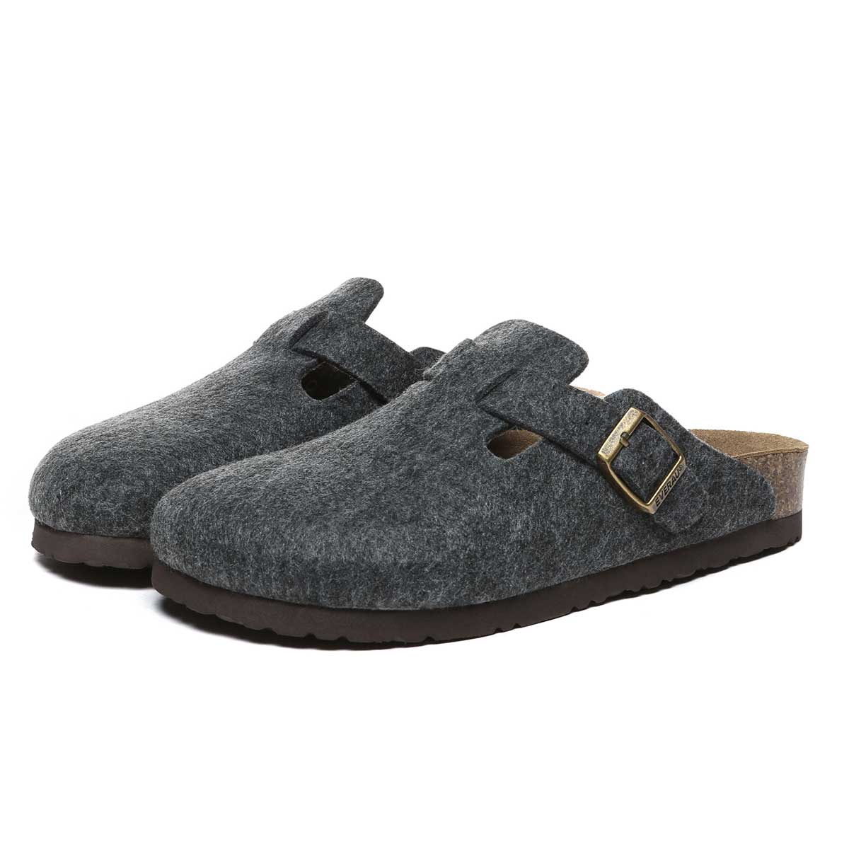 Black Brynna Birkie buckled strap slipper for women by EverUgg, featuring a cozy design with buckle accents.