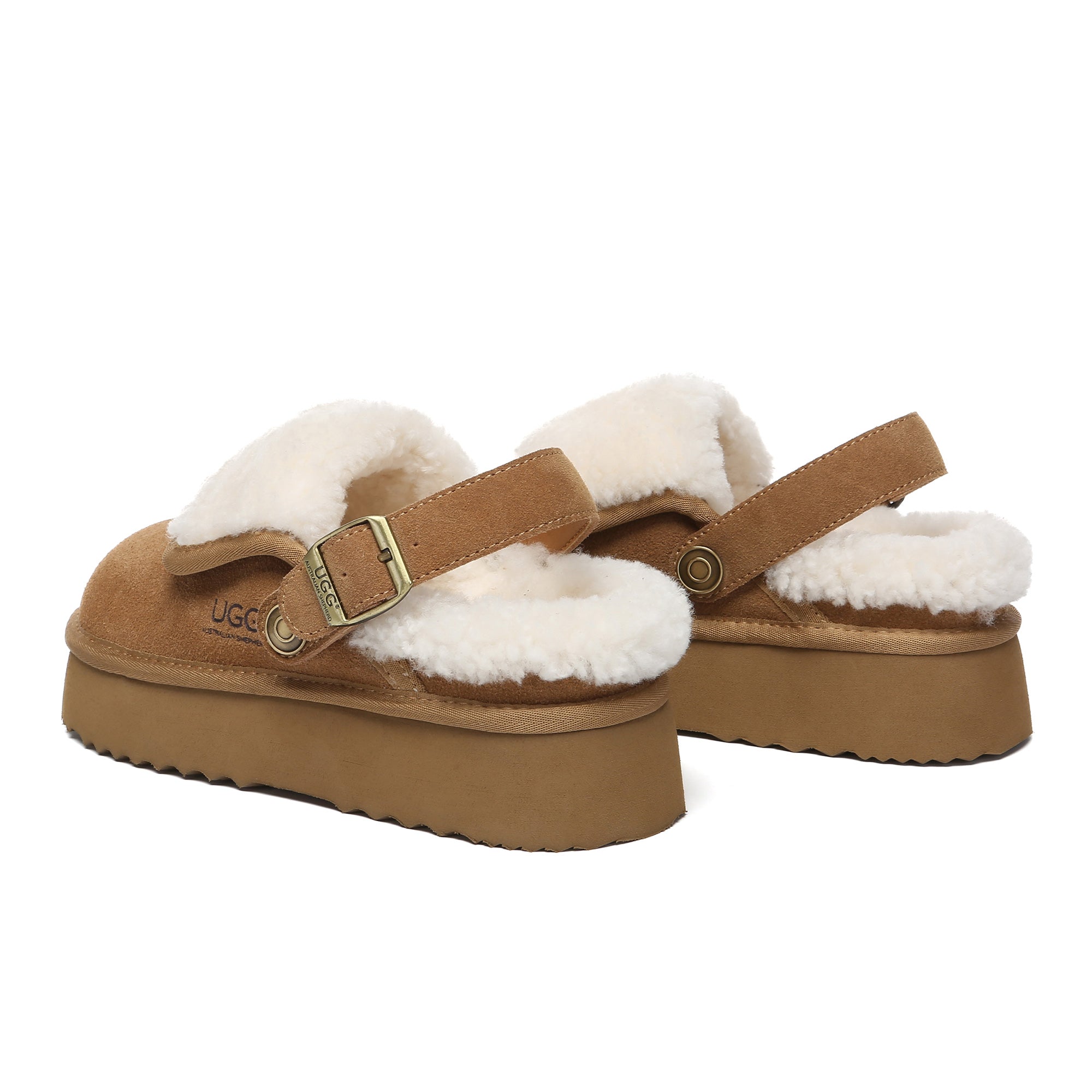 EverUgg Buckle Strap UGG platform slippers Tenley, women’s slip-on shoes with buckle detail and comfortable sole.