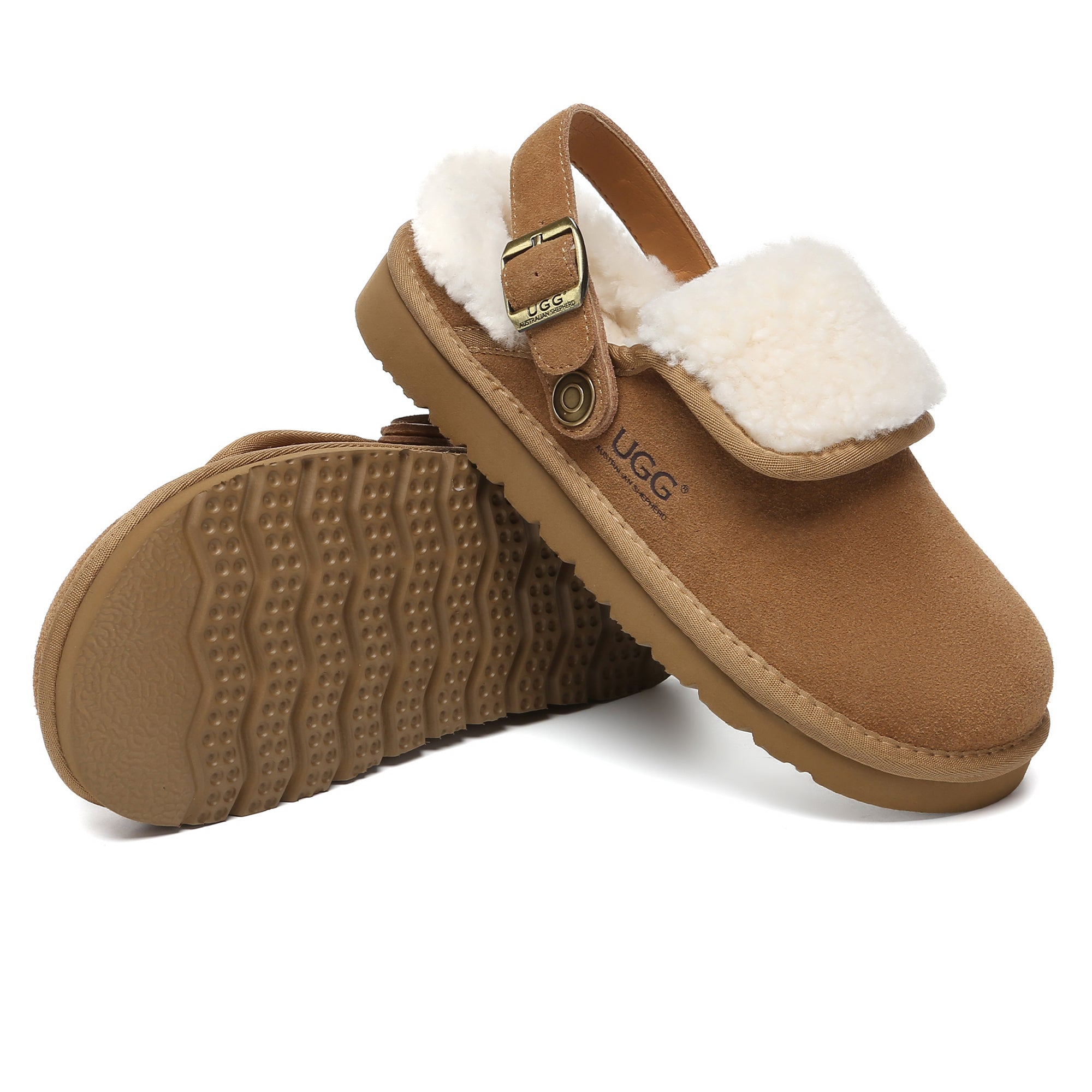 EverUgg Buckle Strap UGG Tenley slippers for women with cozy slip-on design and stylish buckle detail.