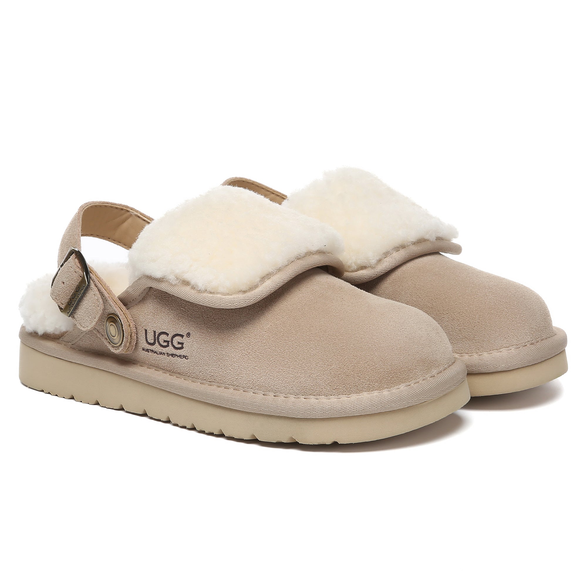 EverUgg Buckle Strap UGG Tenley slippers for women, showcasing the stylish slip-on slippers with buckle detail and soft interior.