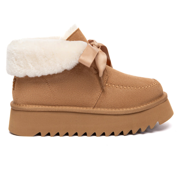 Cosy Lace Up Bow Platform UGG Boots