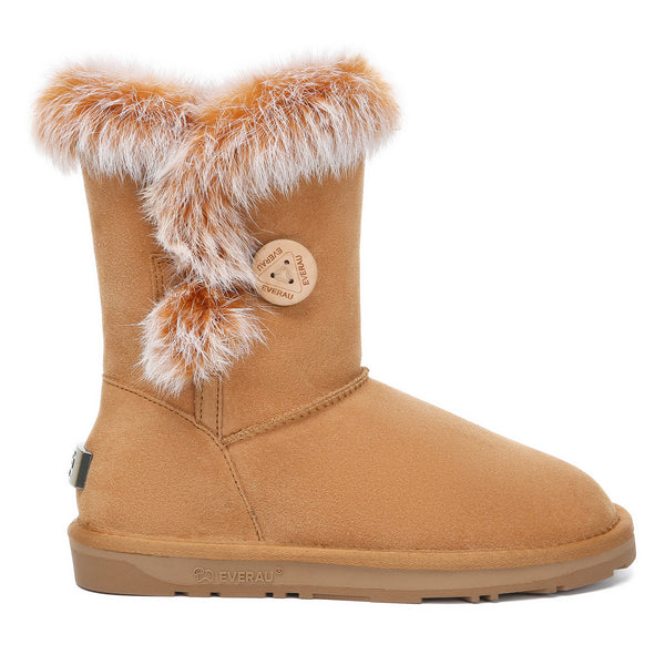 Premium Foxy Button Fur UGG Boots