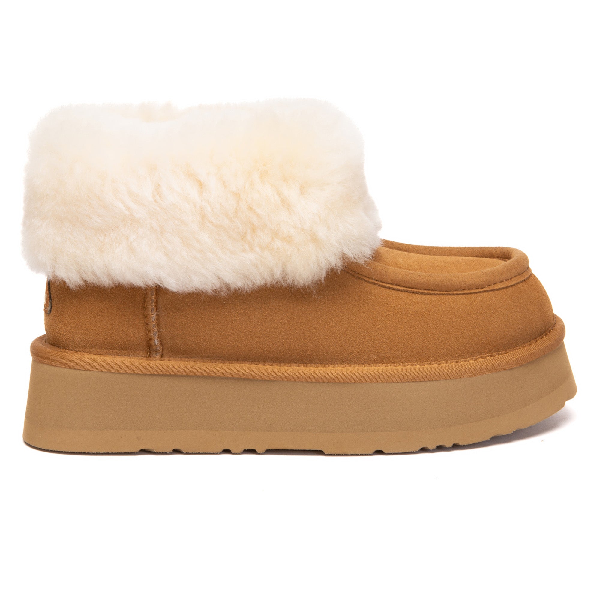 EverUgg Loofee UGG boots in tan with plush fur lining, showcasing the cozy, stylish winter footwear design.