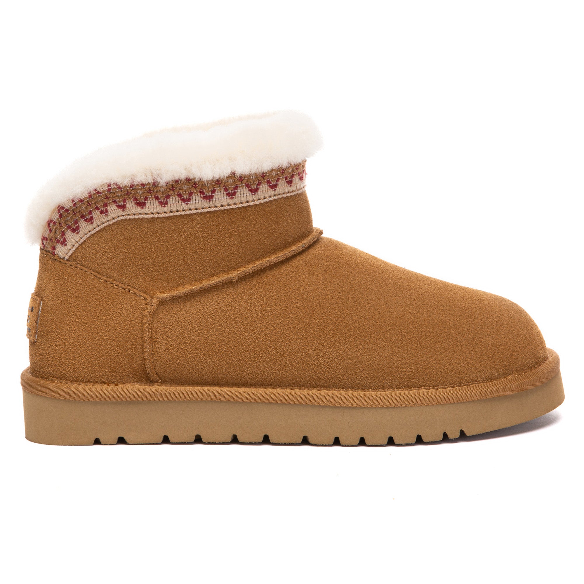 EverUgg Bohemian Ultra Mini UGG Boots in soft suede with cozy shearling lining, showcasing their stylish, compact design.