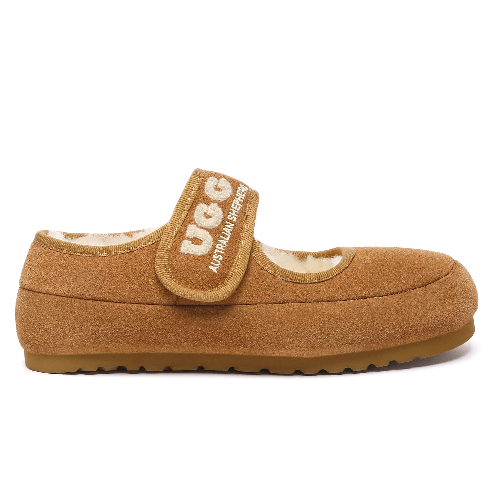 Shearling Logo Strap UGG Slippers