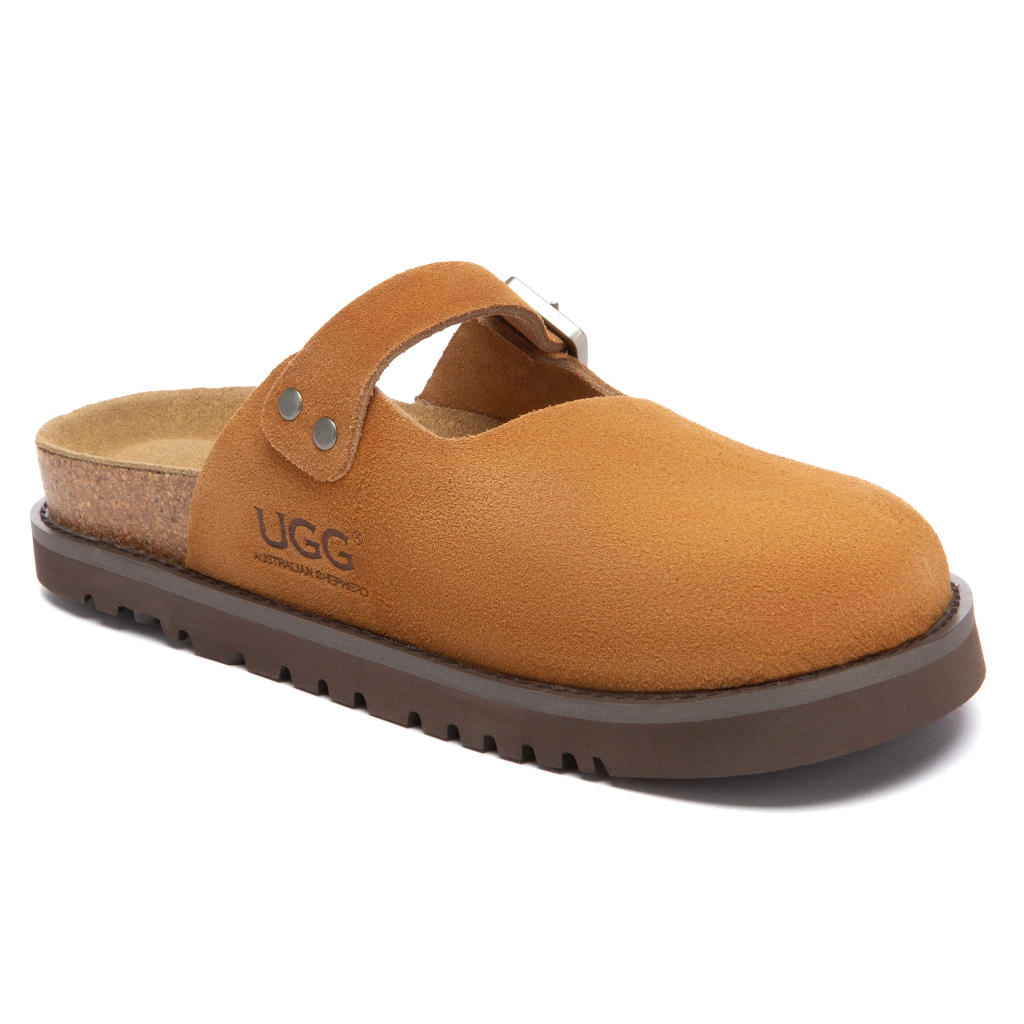 EverUgg Birkie Buckle Strap Slides slippers with adjustable buckle straps and comfortable open-toe design.
