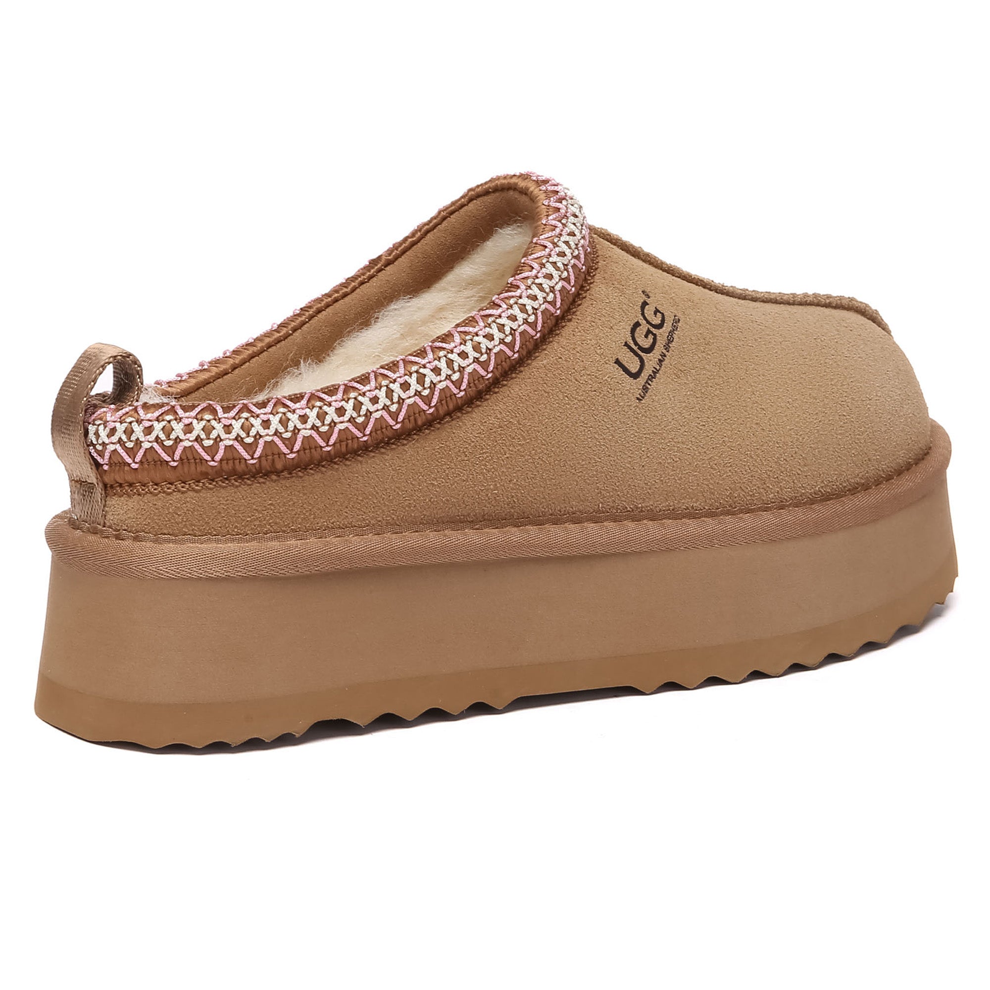 EverUgg Tazman multicolor UGG platform slippers for women, featuring vibrant design and cozy slip-on style.