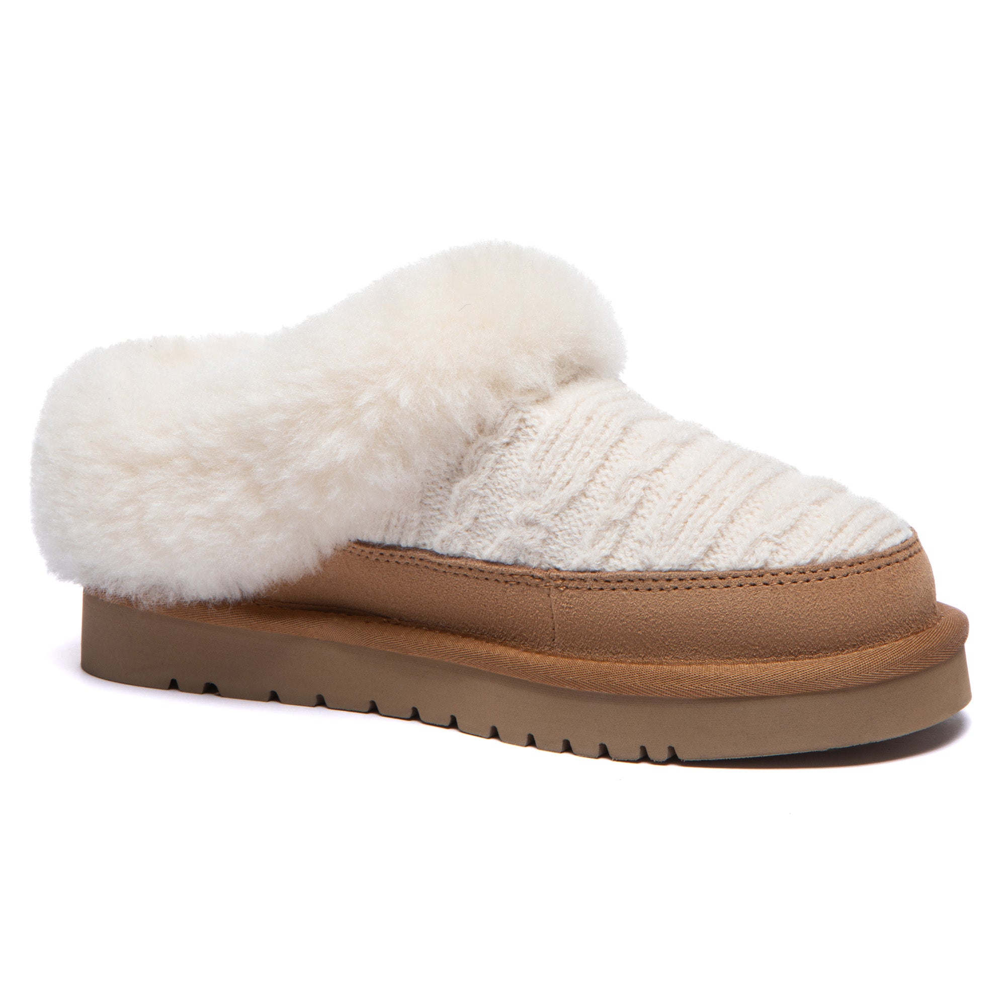 EverUgg knitted suede ankle UGG slippers with cozy design and soft interior, perfect for comfortable indoor wear.