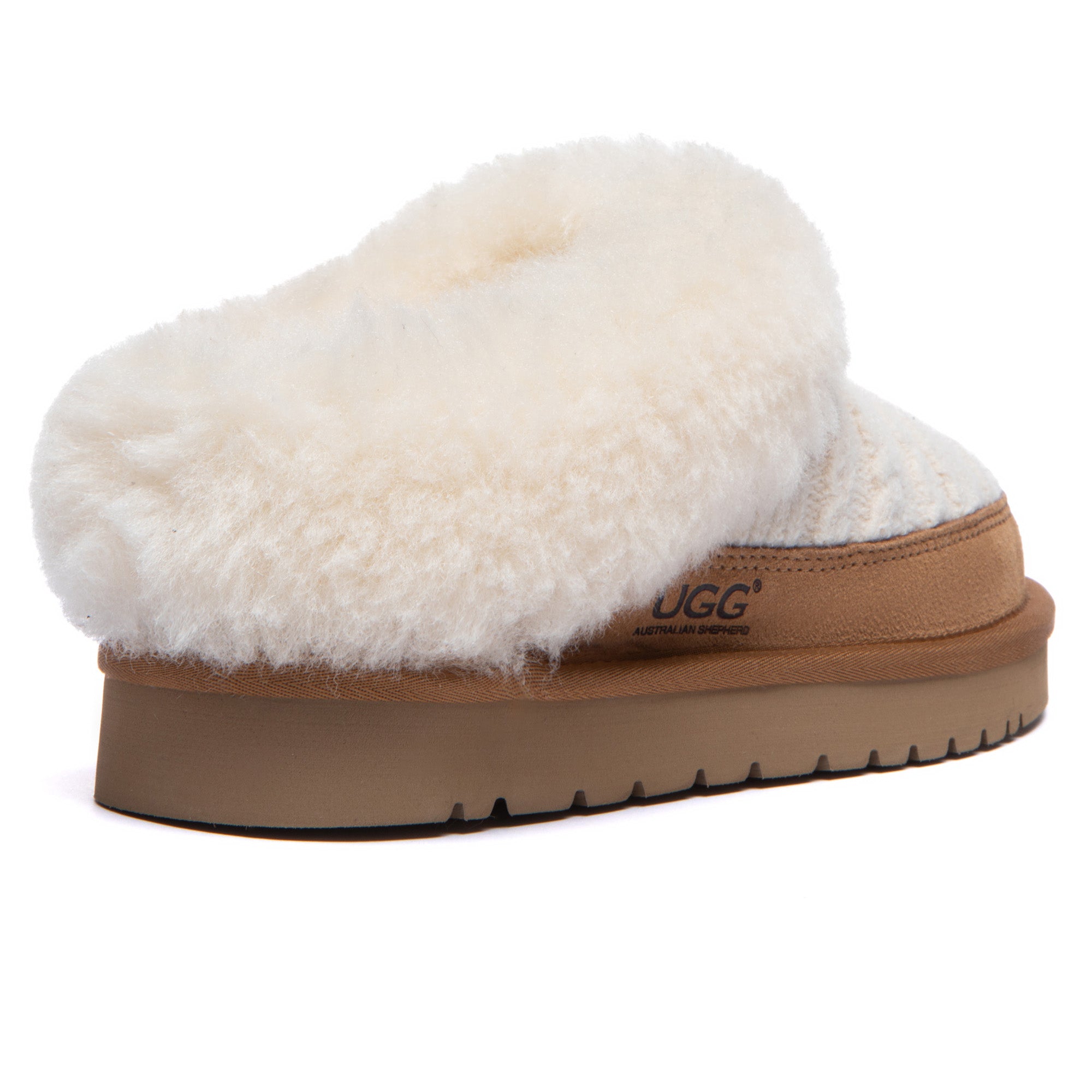EverUgg knitted suede ankle UGG slippers with cozy design and soft lining, perfect for indoor comfort and casual wear.