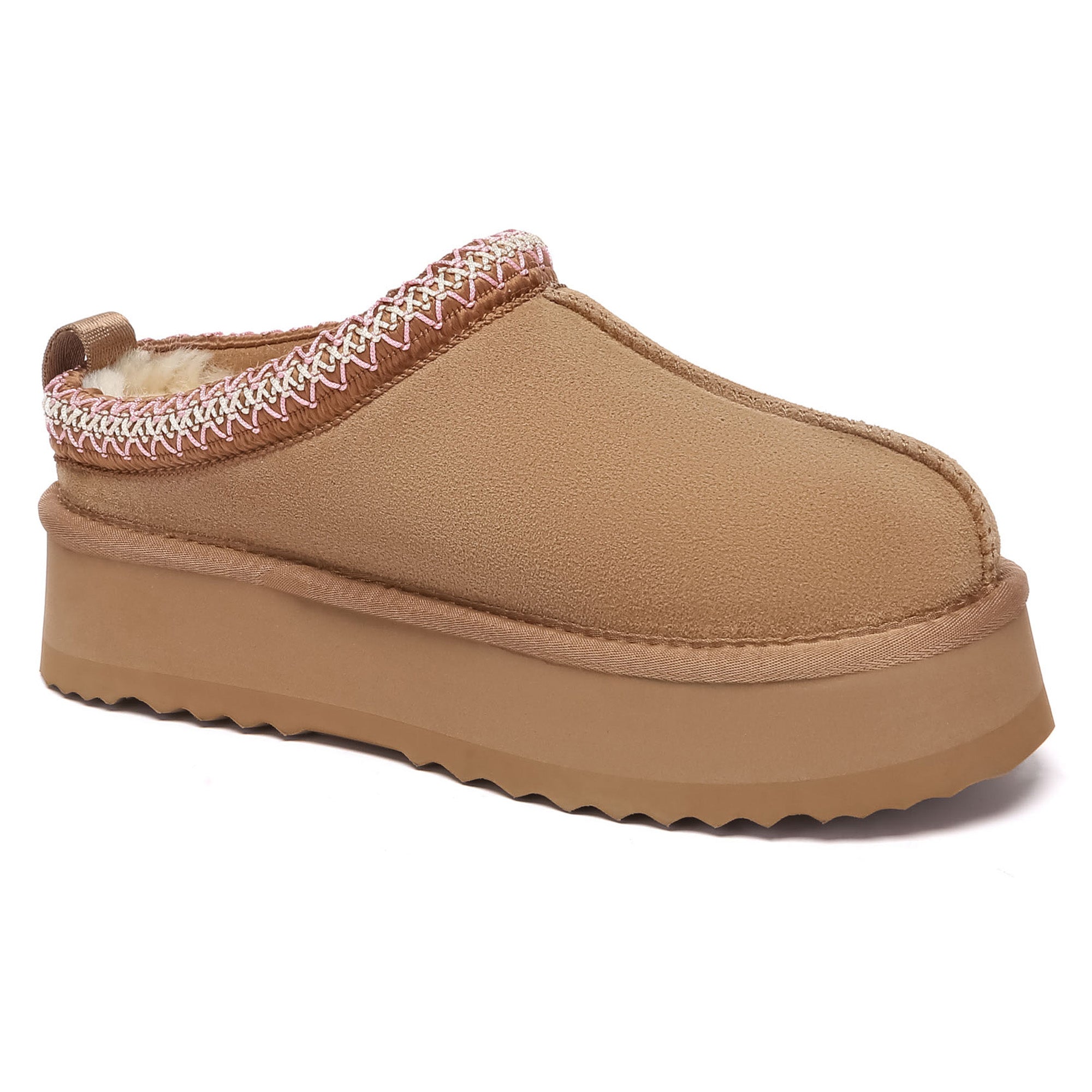 EverUgg Tazman multicolor UGG platform slippers for women, showing vibrant, cozy slip-on shoes with a thick sole.