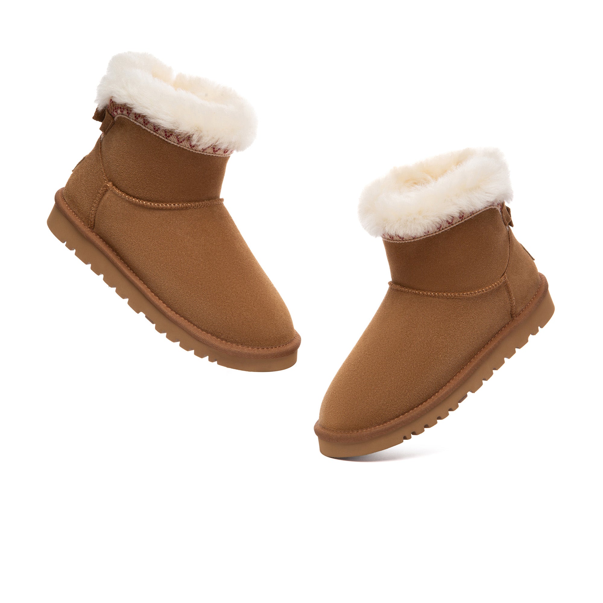 EverUgg Bohemian Classic Mini UGG Boots in soft suede with fur lining, featuring a rounded toe and ankle height design.