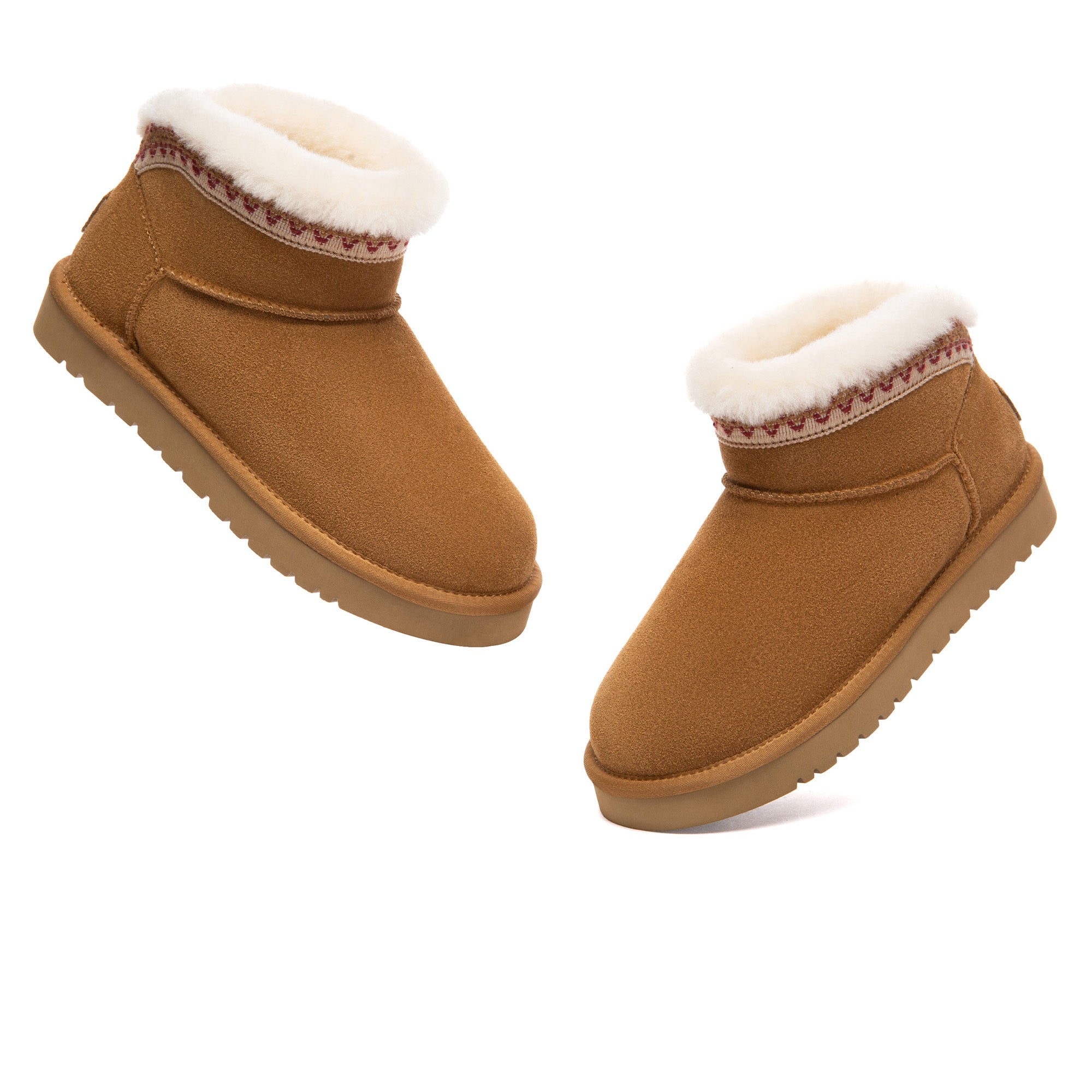 EverUgg Bohemian Ultra Mini UGG Boots in soft suede, featuring cozy fur lining and a stylish, compact design.