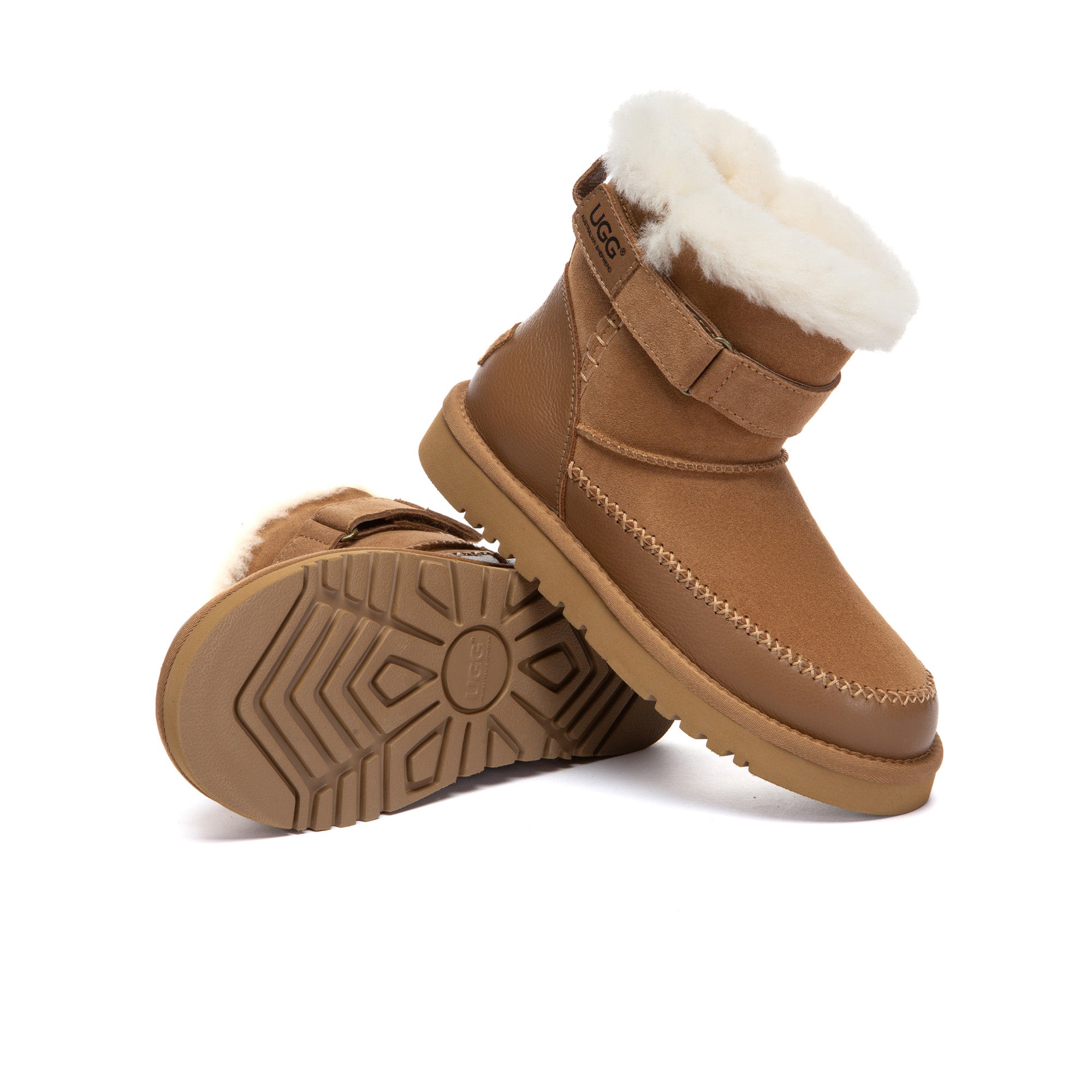 EverUgg Buckle Strap UGG Boots featuring stylish buckle accents and classic design, perfect for casual winter wear.