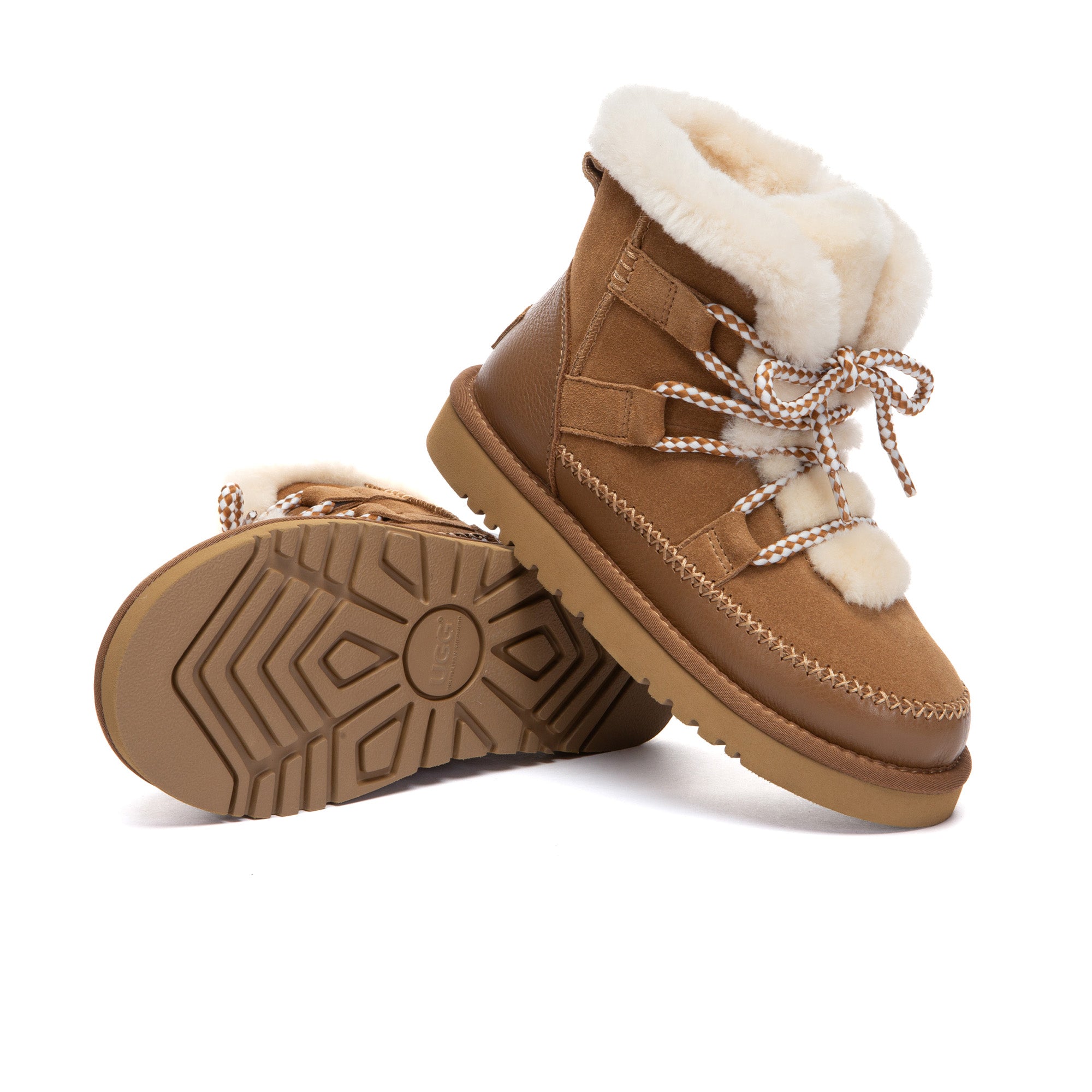 EverUgg Elvora UGG boots in tan with plush lining, showcasing cozy fur interior and stylish ankle-high design.