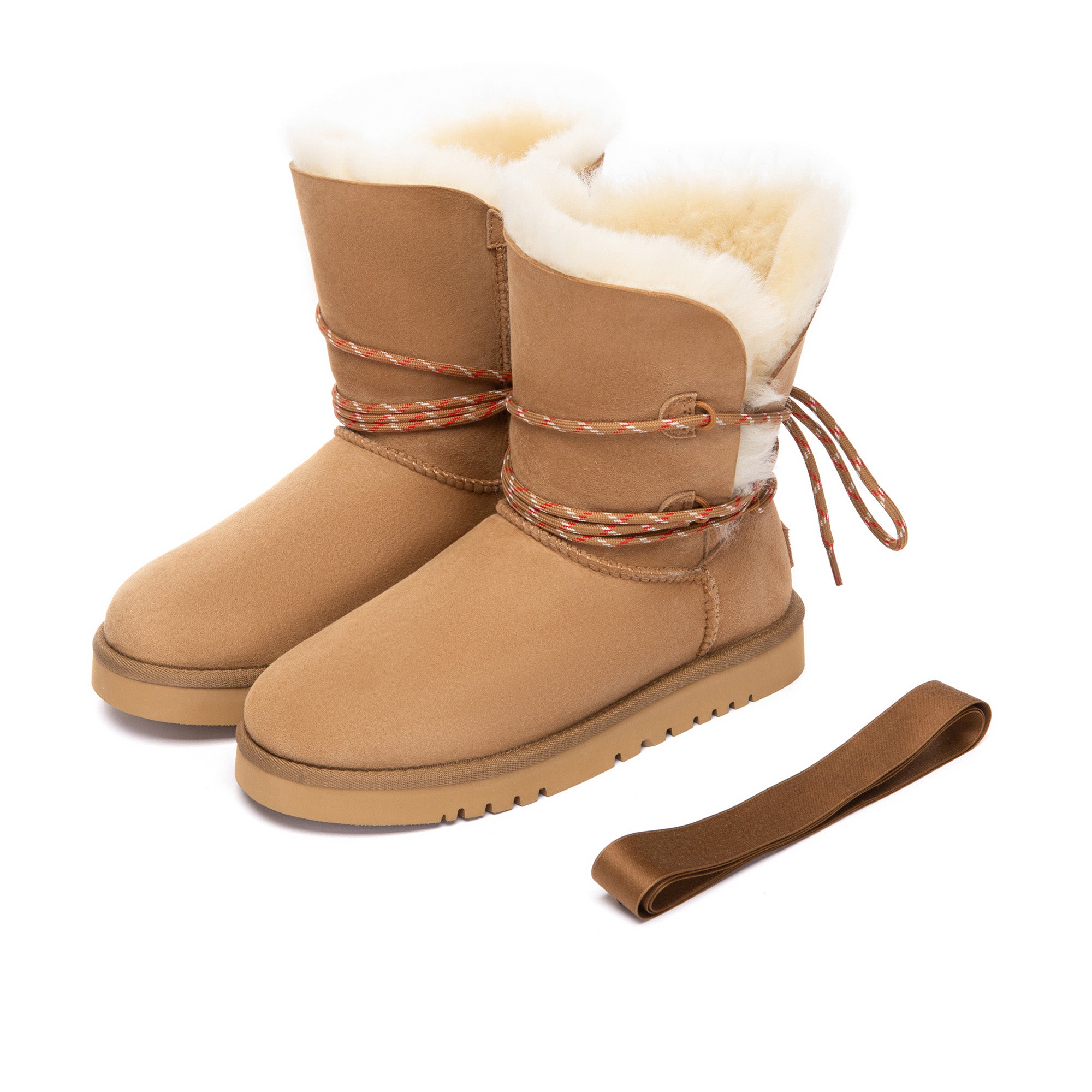 EverUgg Carmen Versatile Strap Foldable Boots showing ankle-high UGG boots with adjustable strap and foldable design.