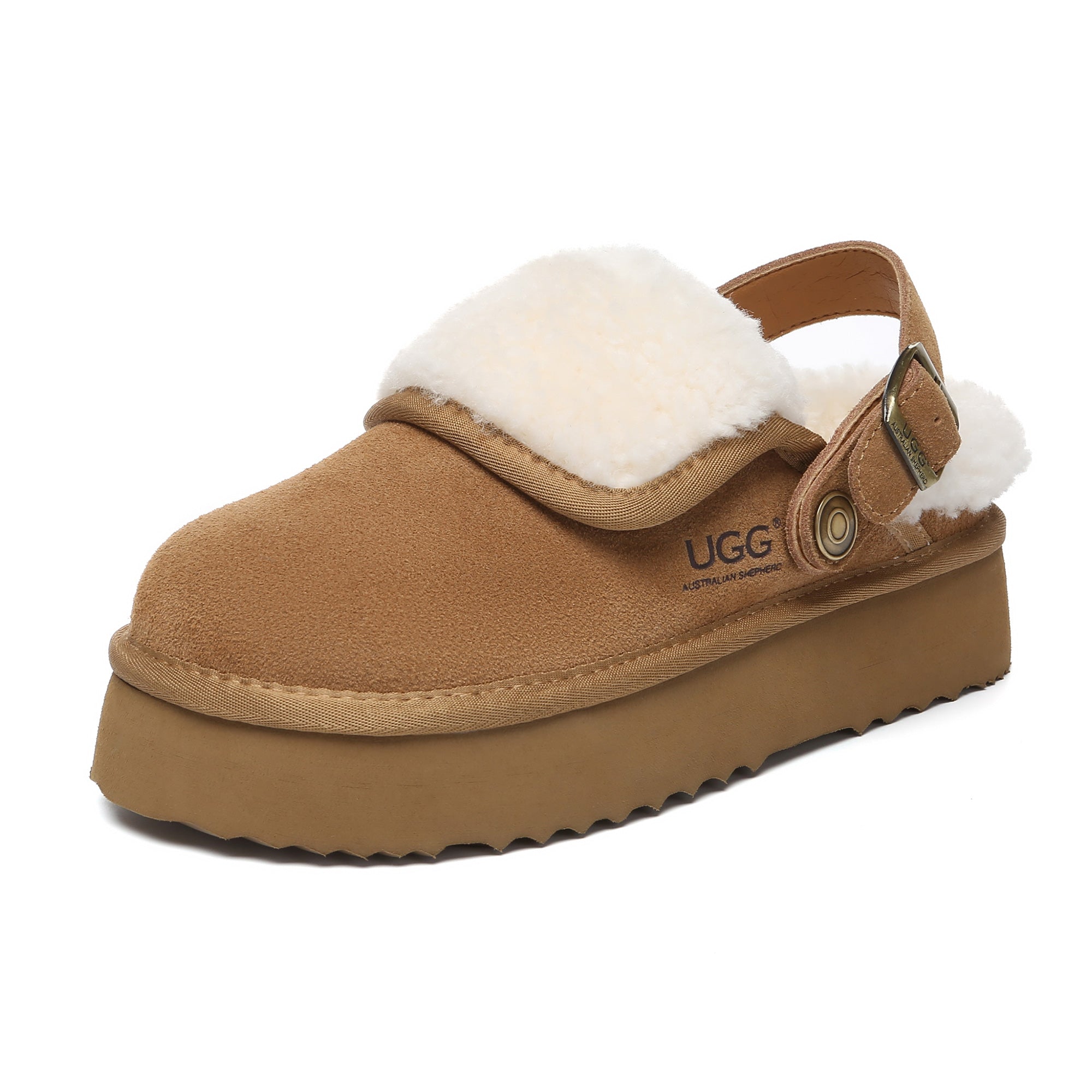 Buckle Strap UGG Platform Slippers Tenley