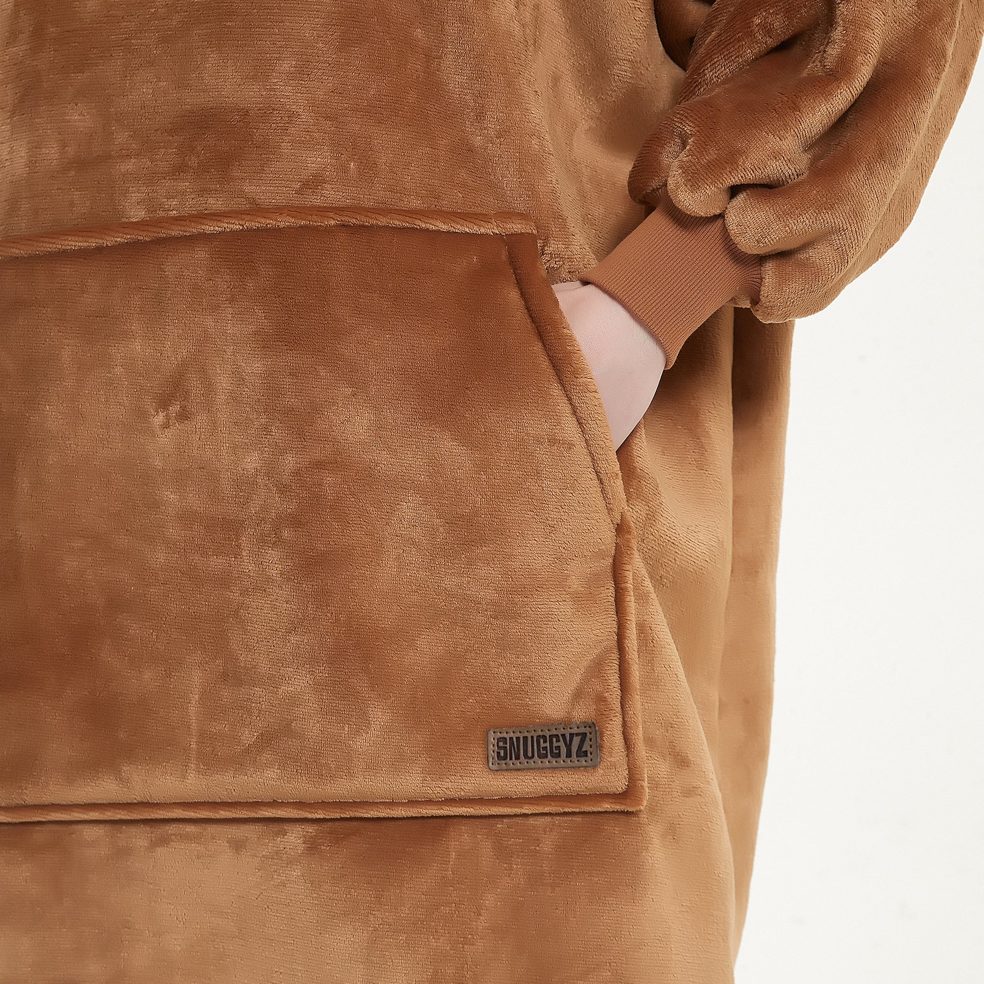 Snuggyz Chestnut Hoodie Blanket in soft fabric, featuring a cozy hood and chestnut brown color for comfortable warmth and style.