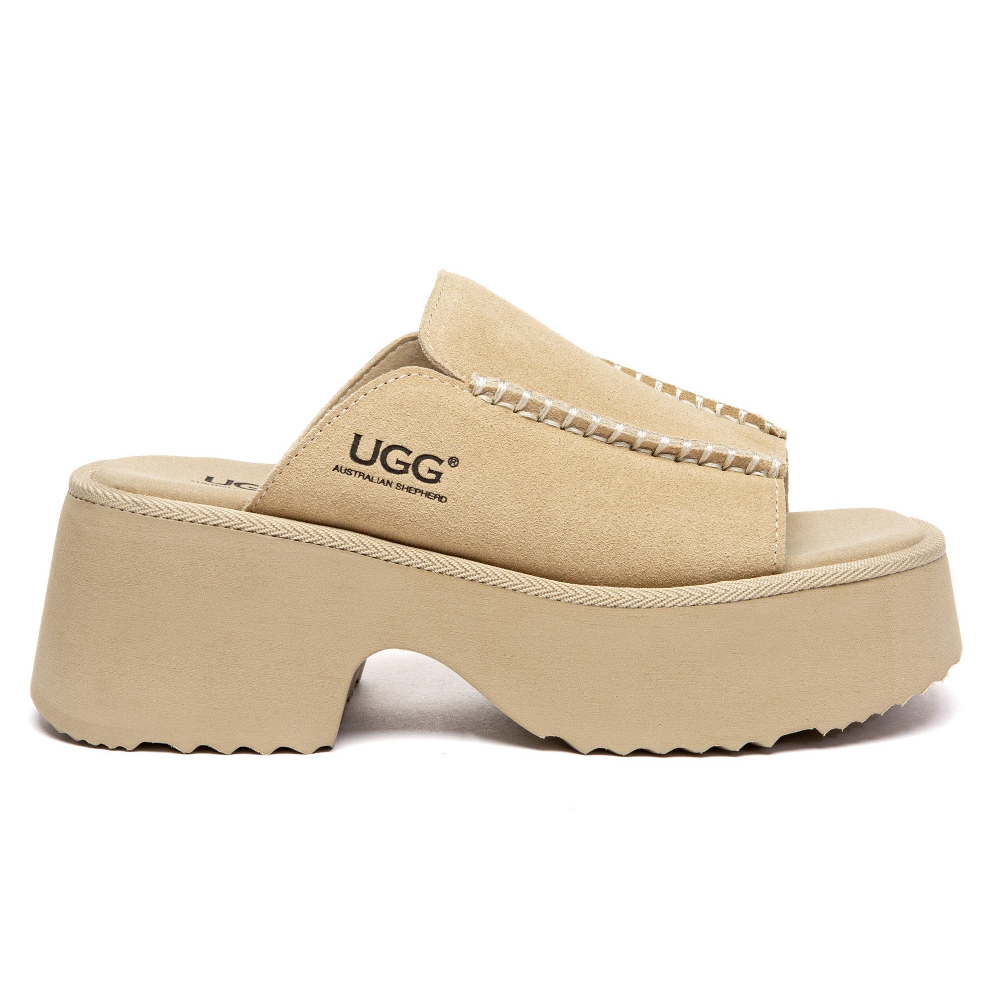 EverUgg chunky heel platform slippers with cozy design and thick sole, ideal for comfortable indoor wear.